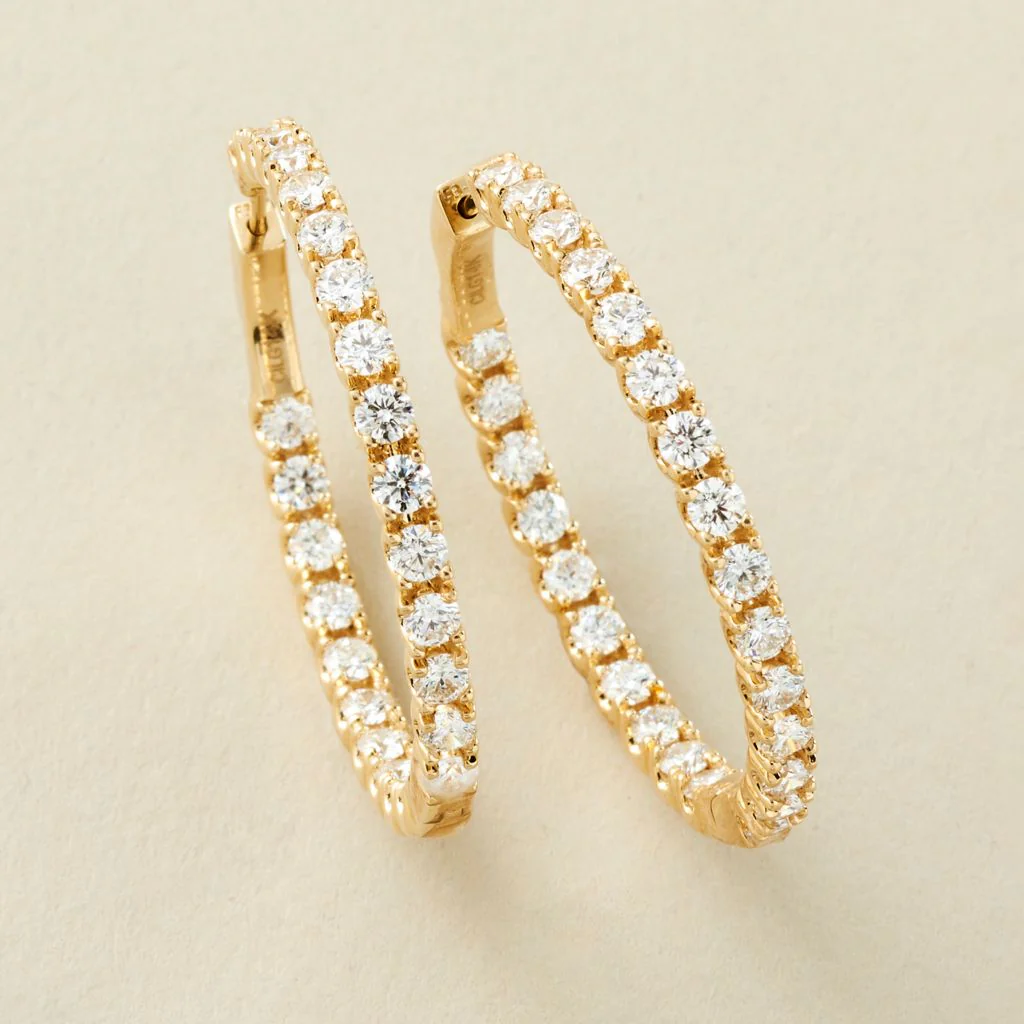 Peace Jewelers 14K Gold Lab-Grown Diamond Inside-Out Hoop Earrings - Image 3