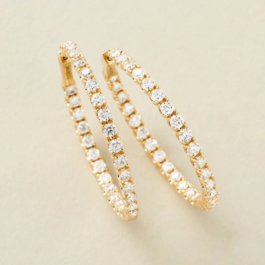 Peace Jewelers 14K Gold Lab-Grown Diamond Inside-Out Hoop Earrings - Image 4