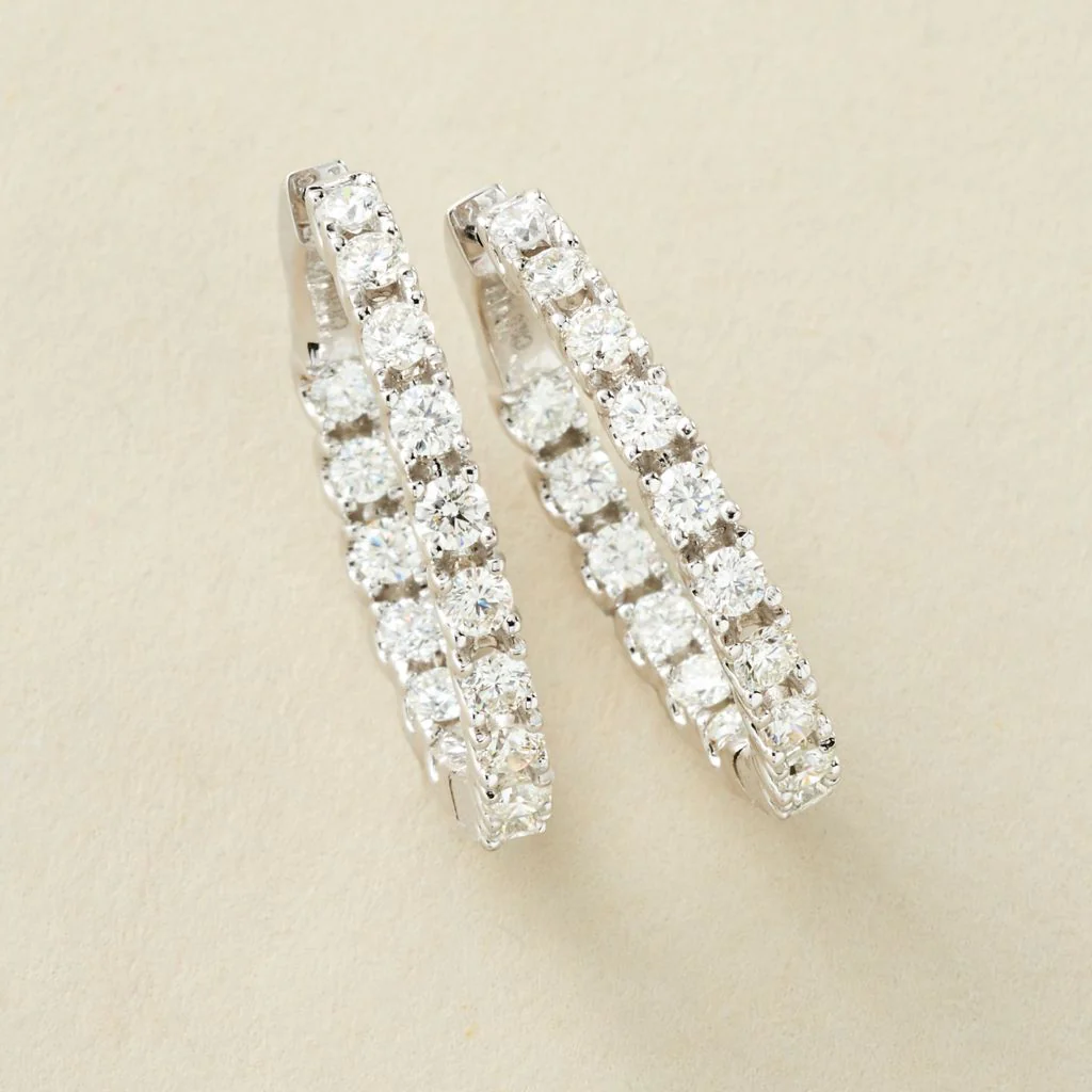 Peace Jewelers 14K Gold Lab-Grown Diamond Inside-Out Hoop Earrings - Image 5