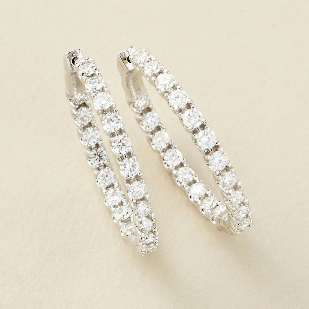 Peace Jewelers 14K Gold Lab-Grown Diamond Inside-Out Hoop Earrings - Image 6