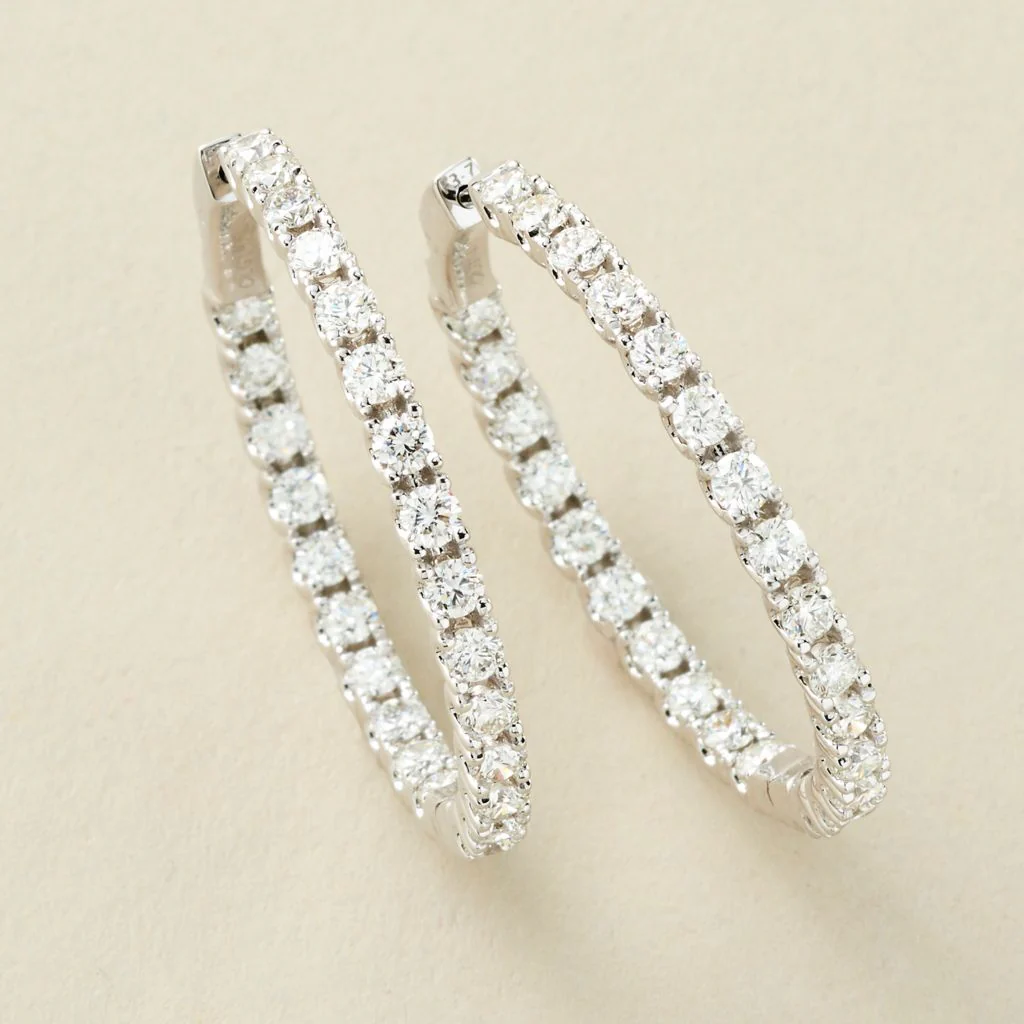 Peace Jewelers 14K Gold Lab-Grown Diamond Inside-Out Hoop Earrings - Image 7