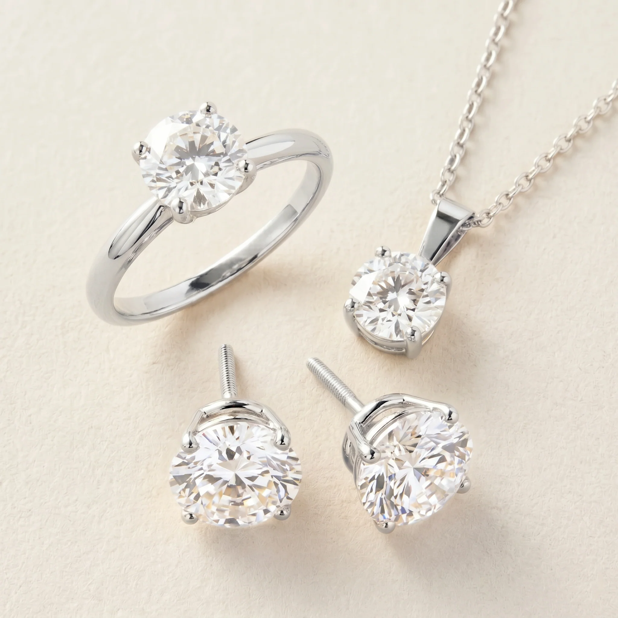 Peace Jewelers 14K Gold Lab-Grown Diamond Solitaire 3-Piece Suite - Image 2