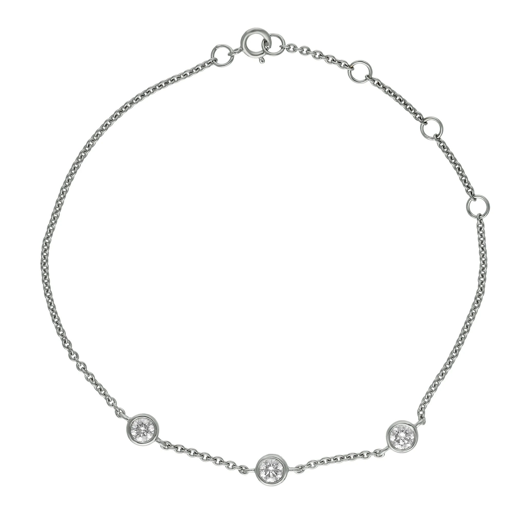 Peace Jewelers 14K Gold Lab-Grown Diamond Triple Station Adjustable Chain Bracelet - Image 2