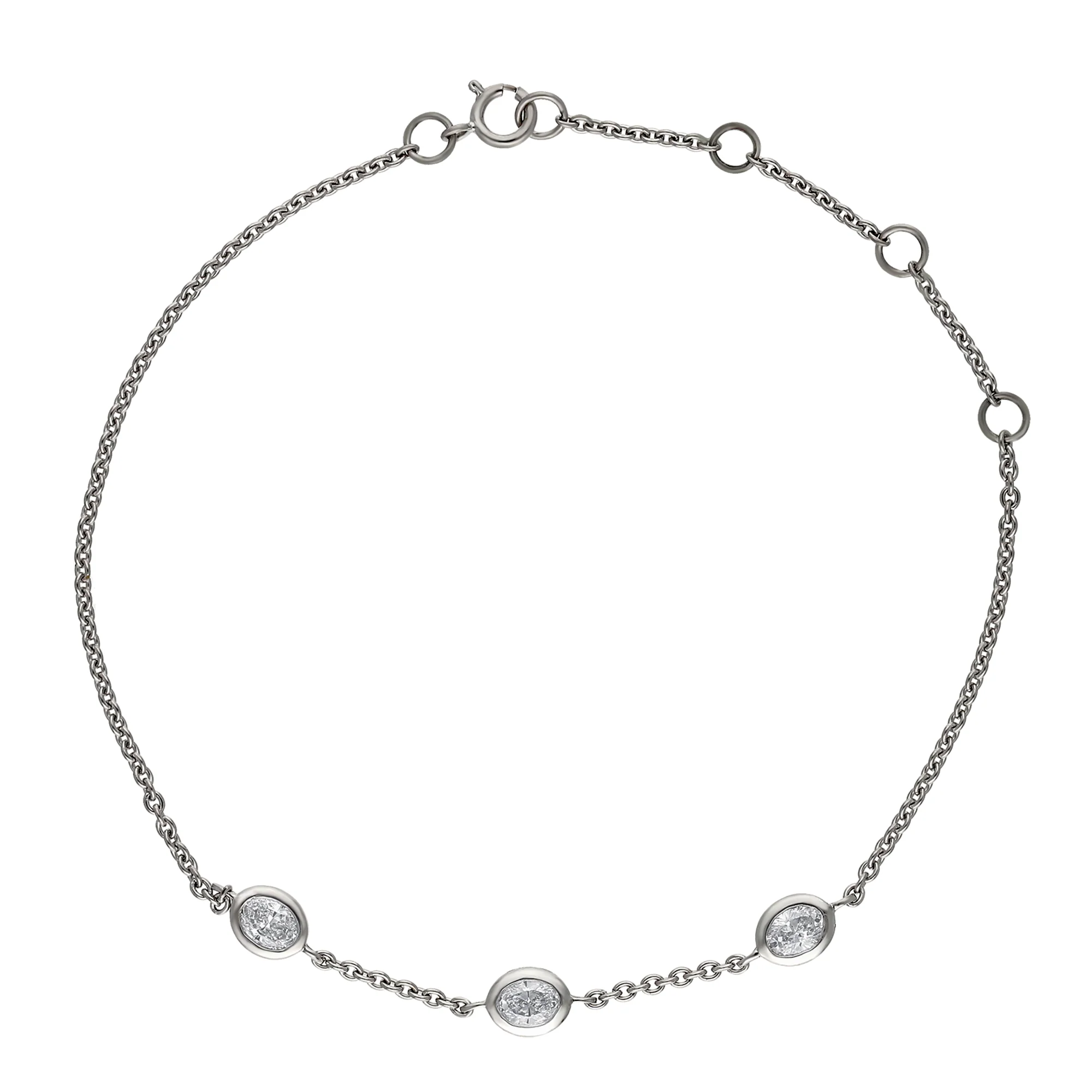Peace Jewelers 14K Gold Lab-Grown Diamond Triple Station Adjustable Chain Bracelet - Image 3