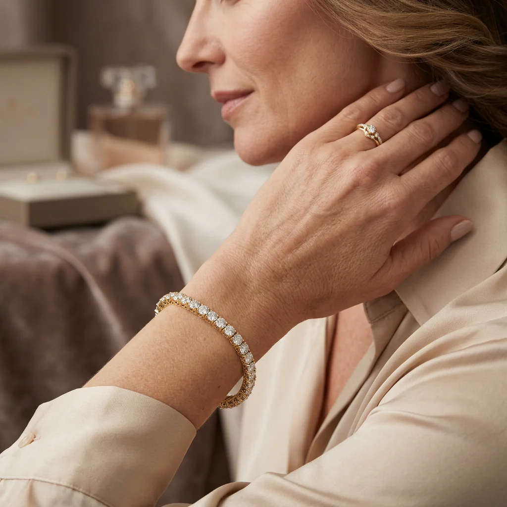 Peace Jewelers 14K Gold Round Lab-Grown Diamond Tennis 7" Bracelet - Image 10