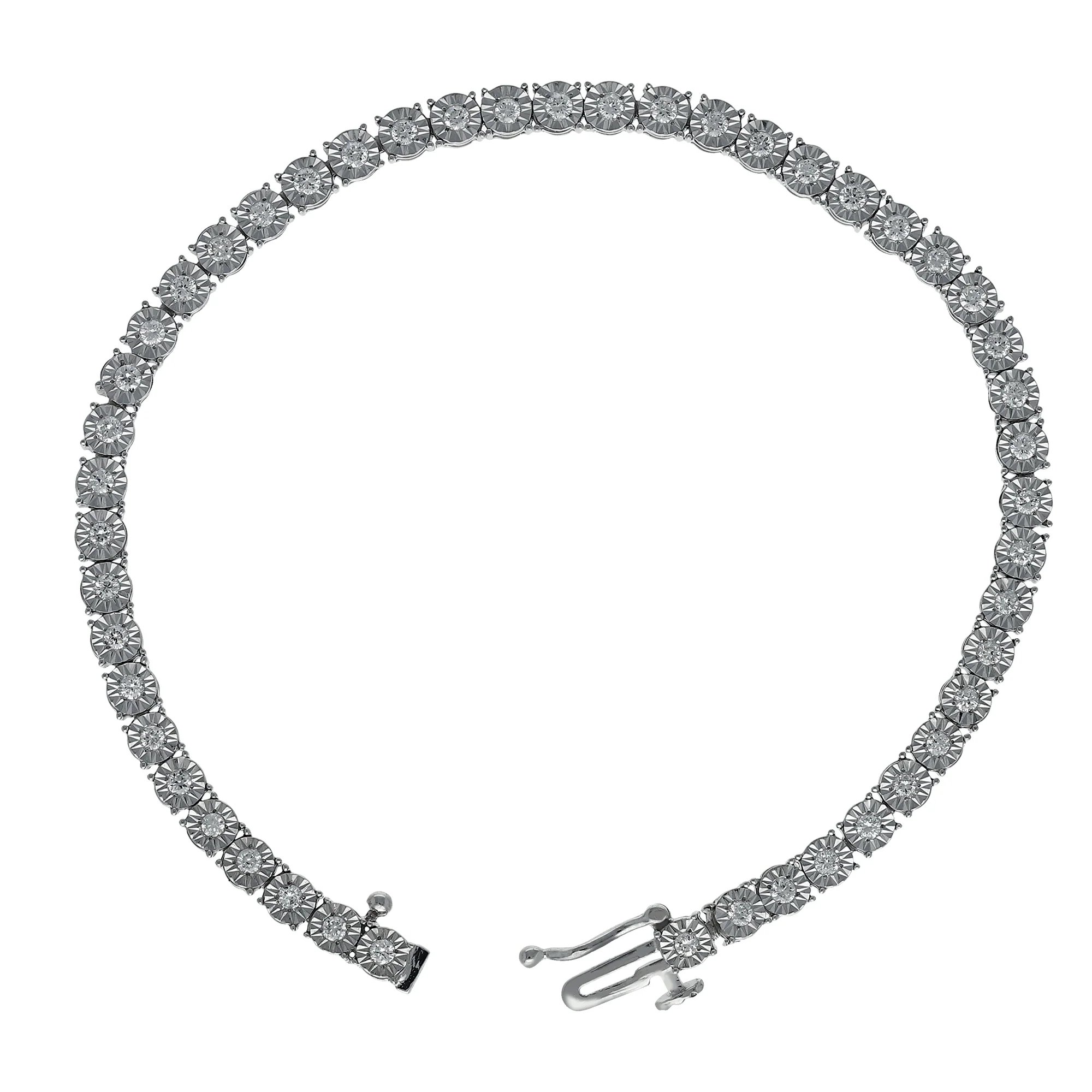 Peace Jewelers Sterling Silver 1.00ctw Lab-Grown Diamond Illusion Set Line Bracelet - Image 2