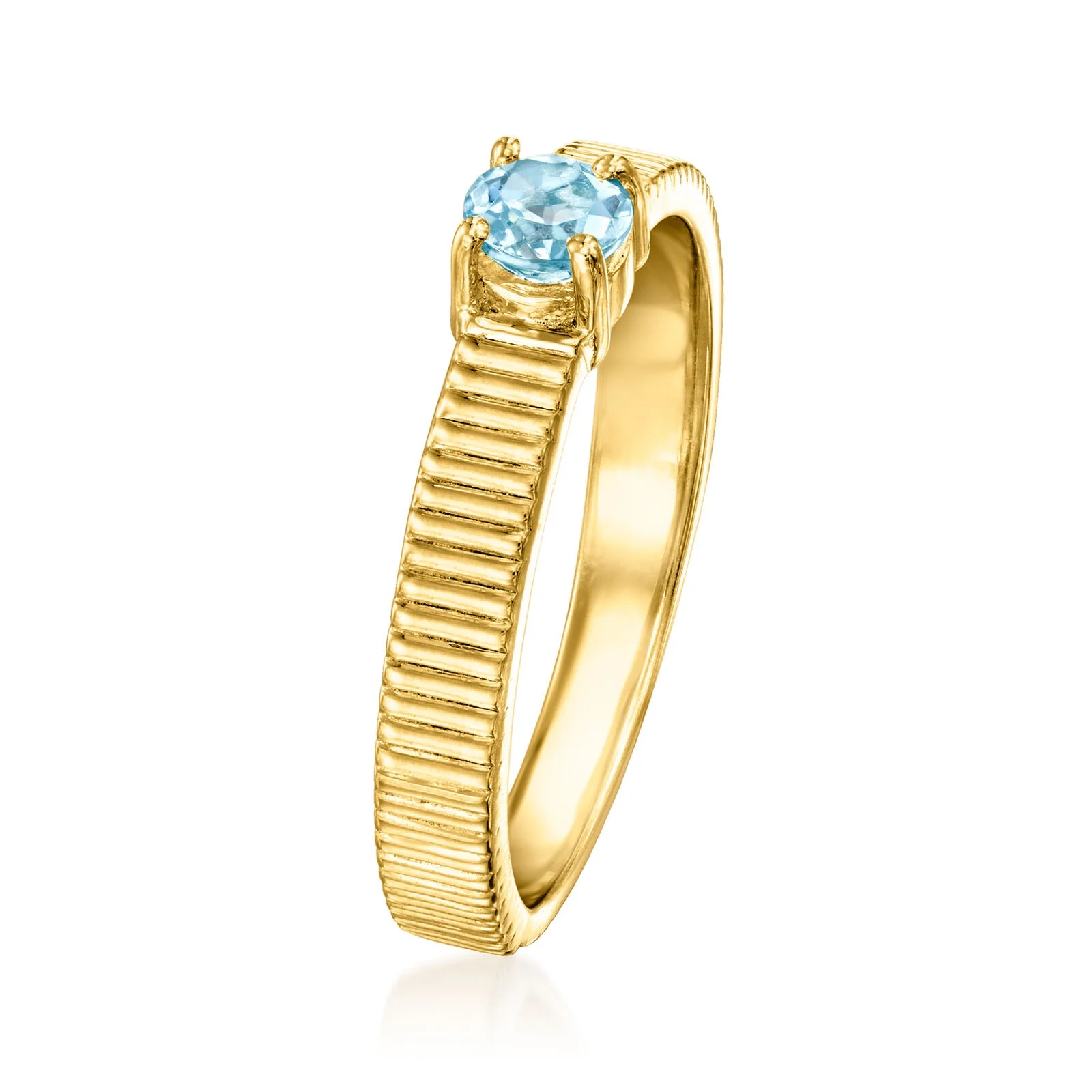 Pinctore 18K Gold Plated 4mm Gemstone Solitaire Textured Ring - Image 12