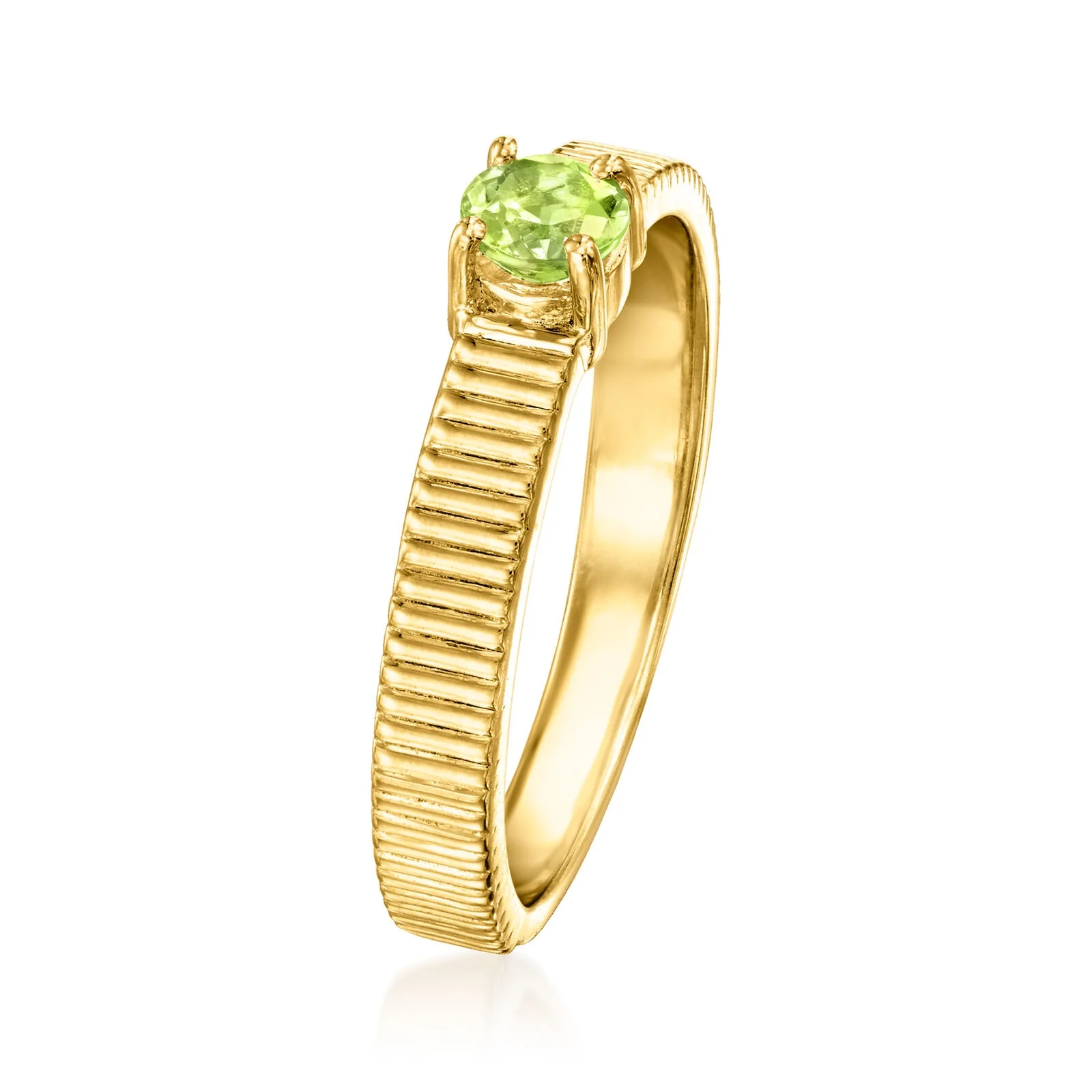 Pinctore 18K Gold Plated 4mm Gemstone Solitaire Textured Ring - Image 15