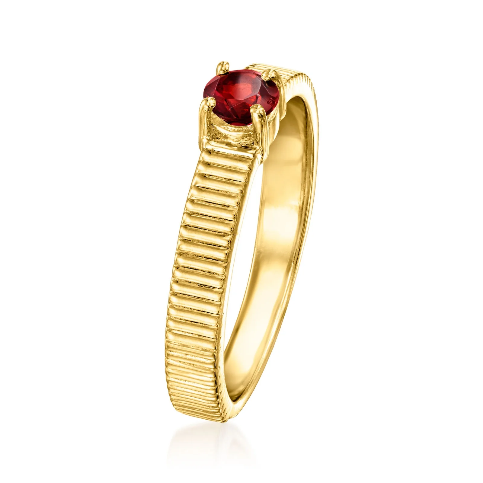 Pinctore 18K Gold Plated 4mm Gemstone Solitaire Textured Ring - Image 16