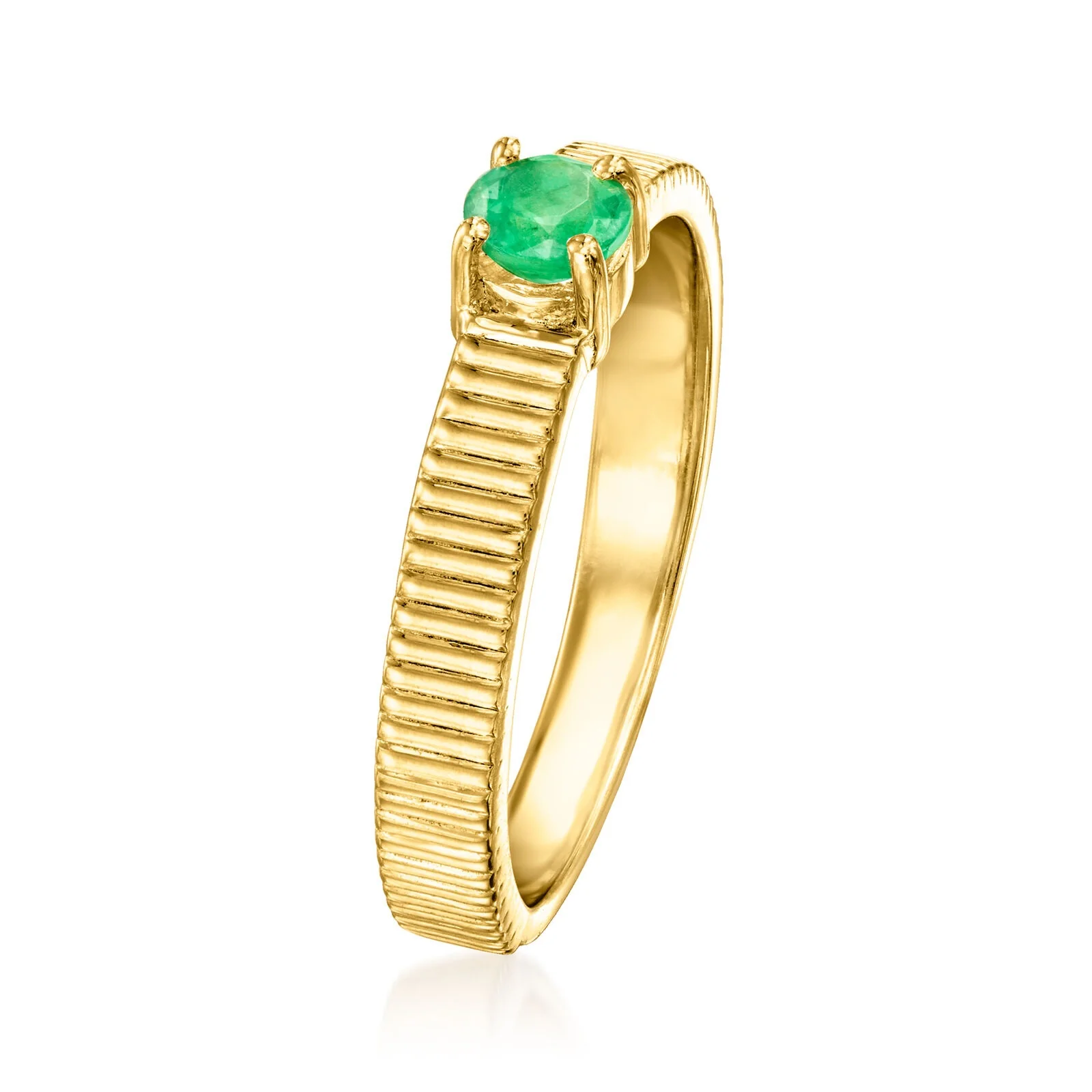 Pinctore 18K Gold Plated 4mm Gemstone Solitaire Textured Ring - Image 17