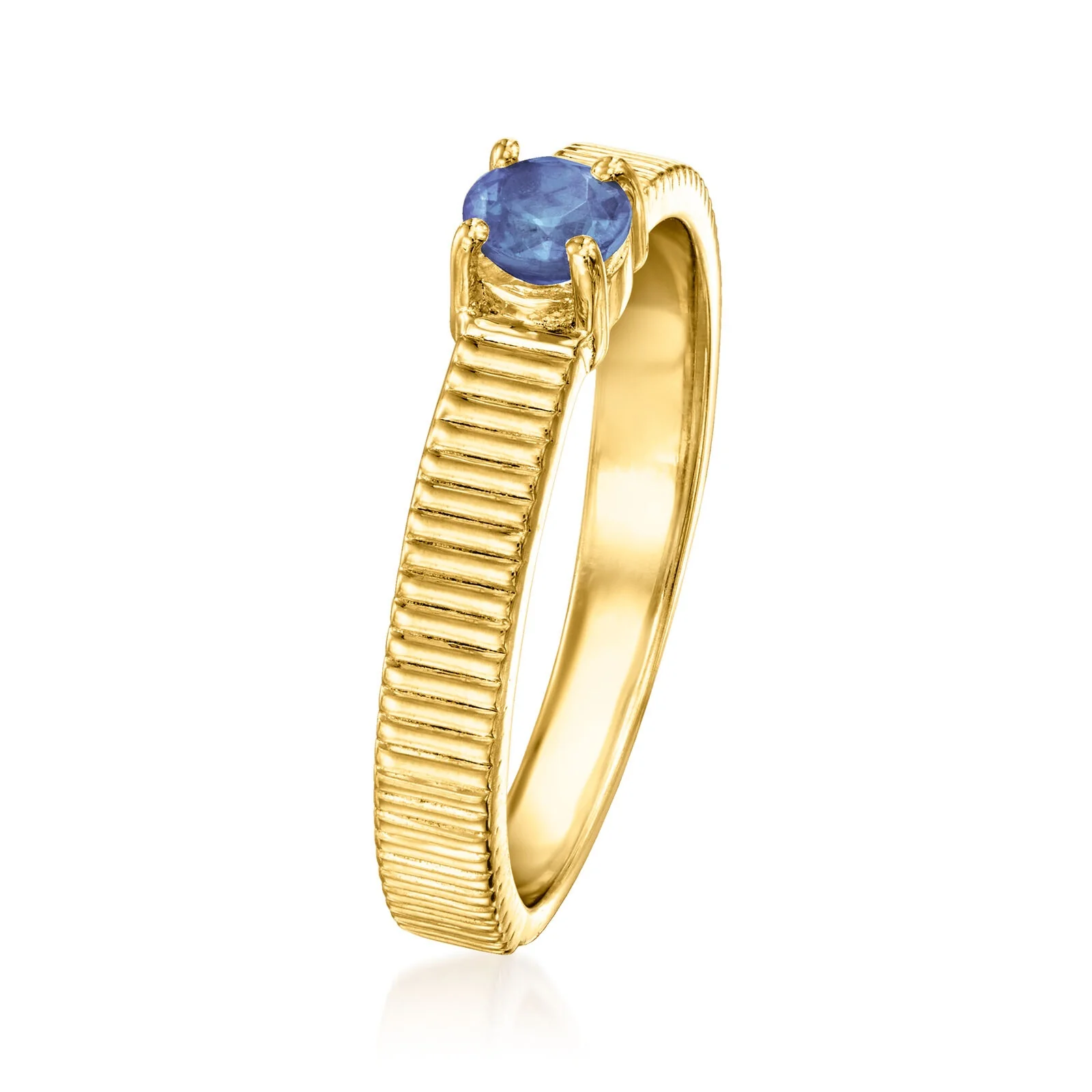 Pinctore 18K Gold Plated 4mm Gemstone Solitaire Textured Ring - Image 18