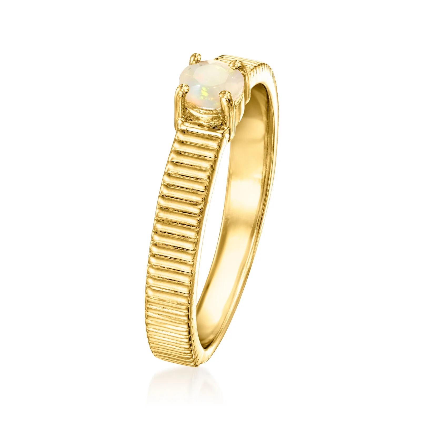 Pinctore 18K Gold Plated 4mm Gemstone Solitaire Textured Ring - Image 19