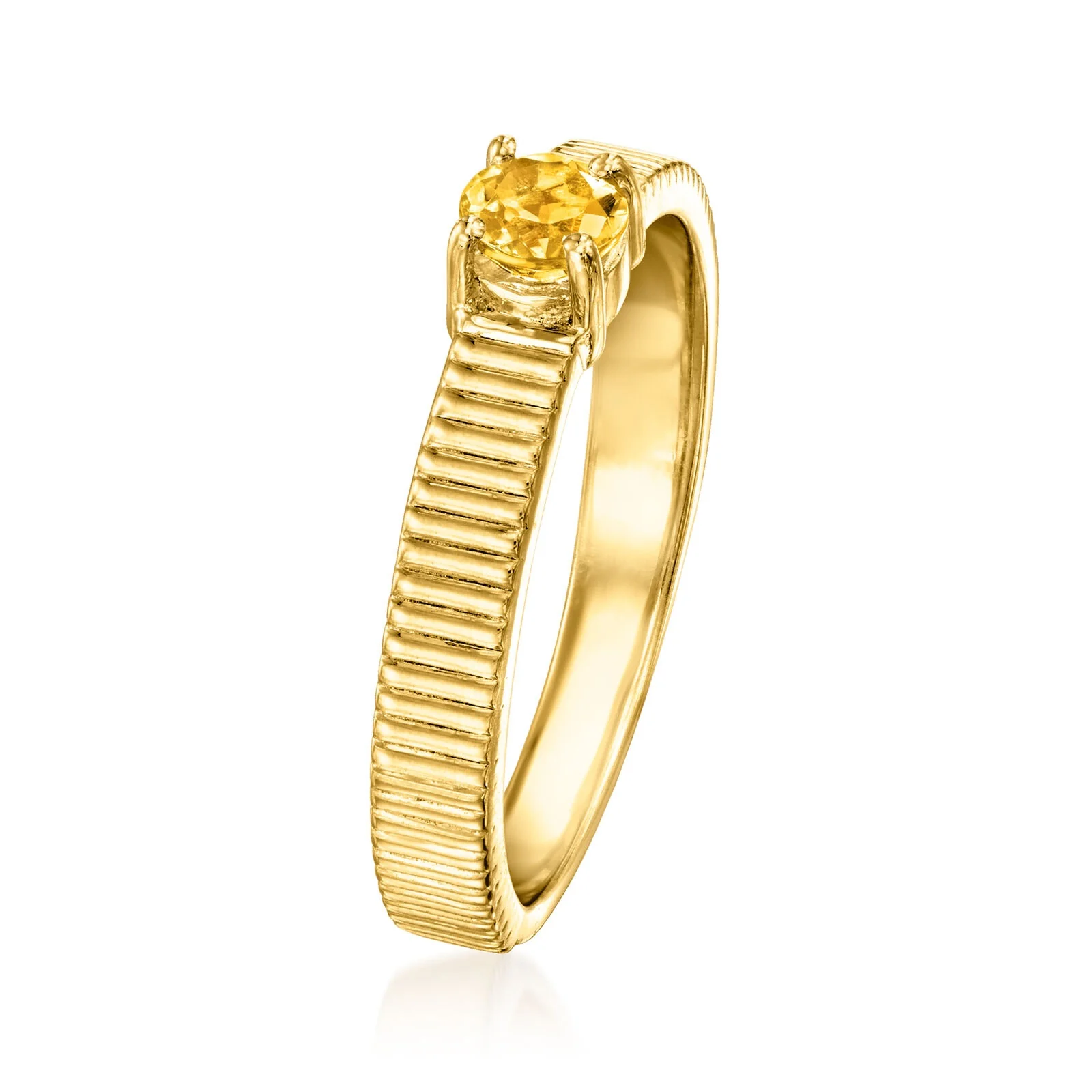 Pinctore 18K Gold Plated 4mm Gemstone Solitaire Textured Ring - Image 20