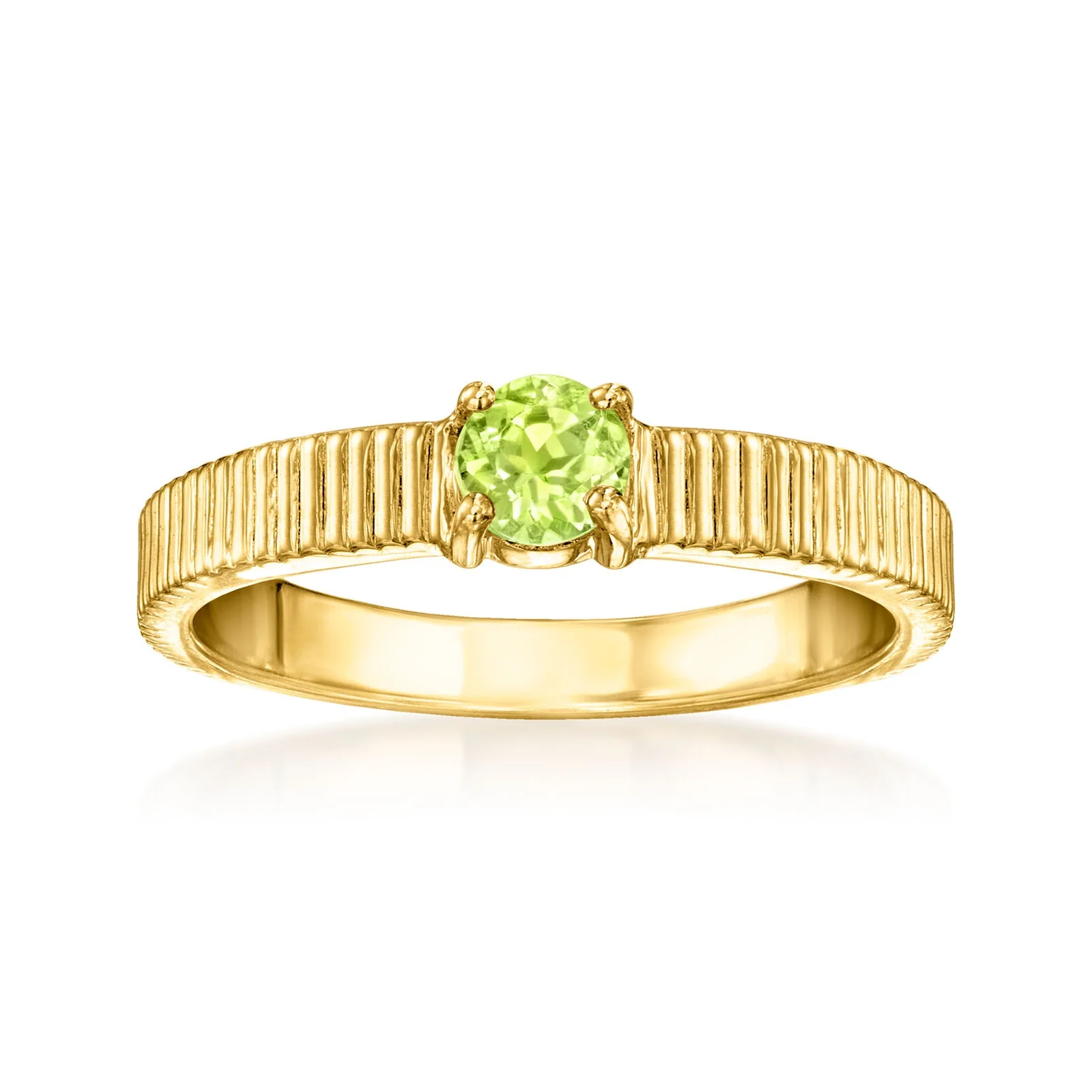 Pinctore 18K Gold Plated 4mm Gemstone Solitaire Textured Ring - Image 3