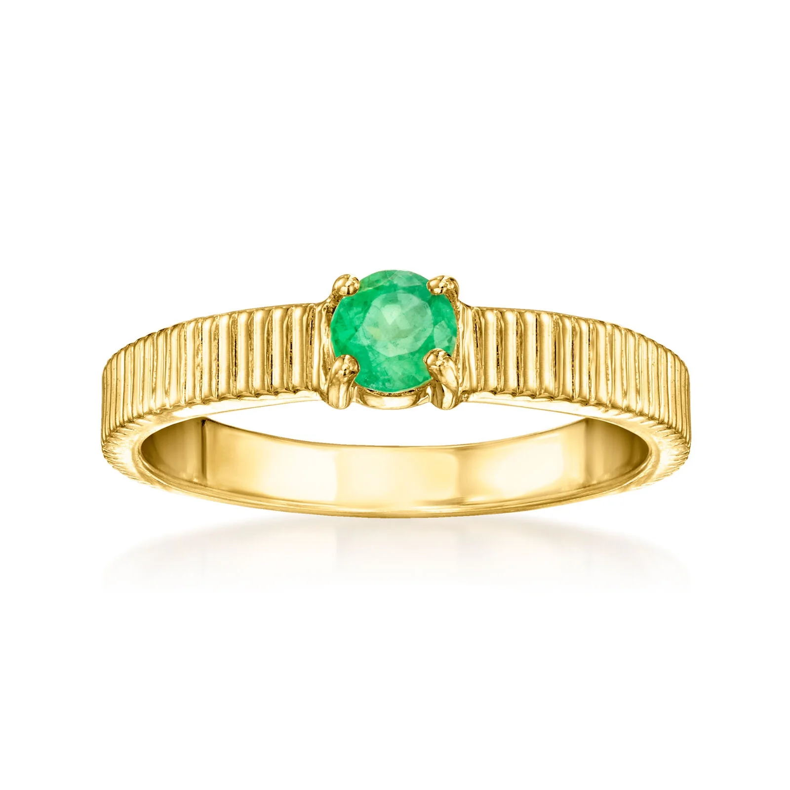 Pinctore 18K Gold Plated 4mm Gemstone Solitaire Textured Ring - Image 5