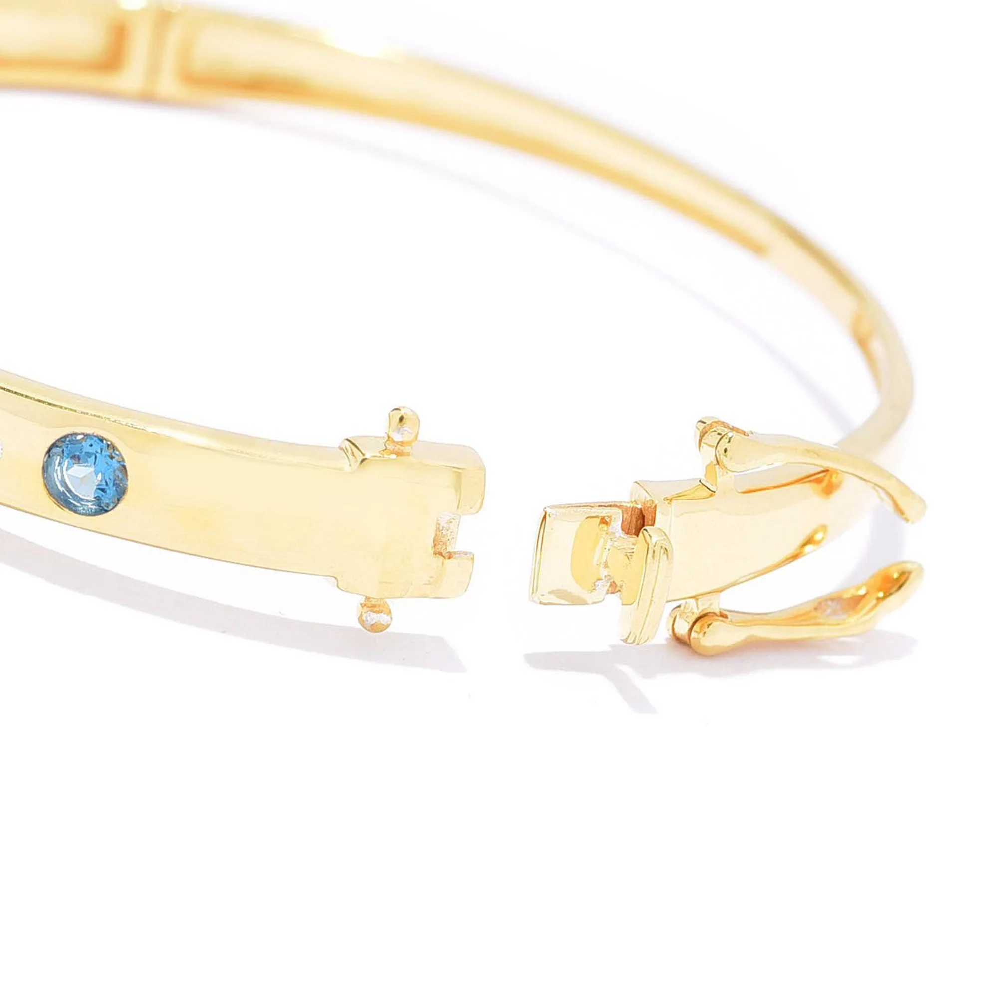 Pinctore 18K Gold Plated Gemstone Inset Hinged Bangle Bracelet - Image 5
