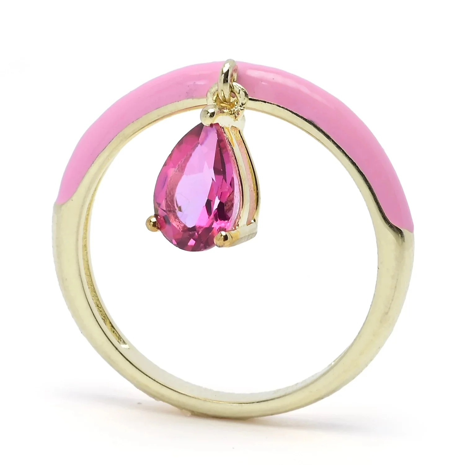 Pinctore 7x5mm Pear-Shaped Gemstone & Enamel Charm Ring - Image 5