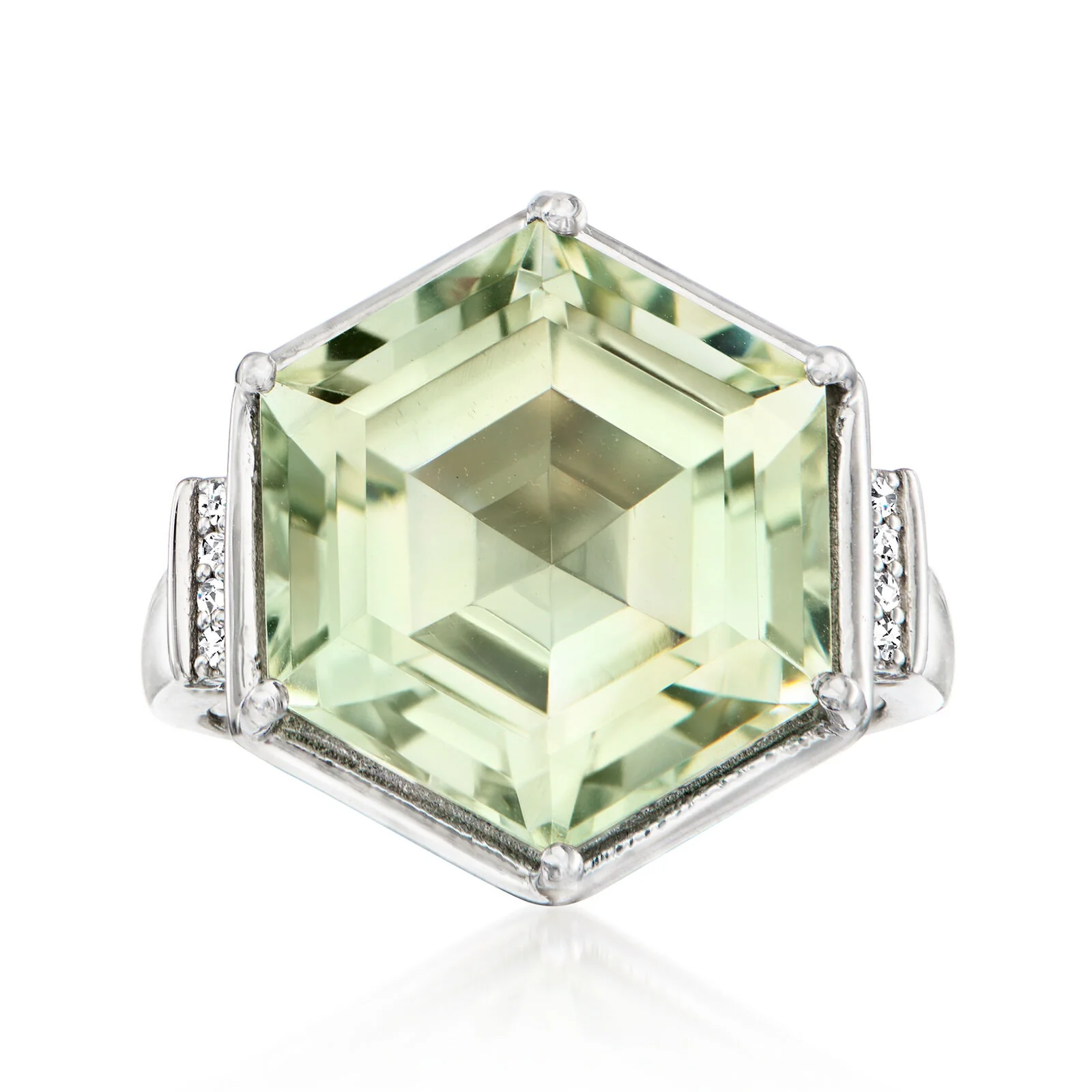 Pinctore Sterling Silver 14mm Specialty Cut Gemstone Solitaire Ring - Image 3