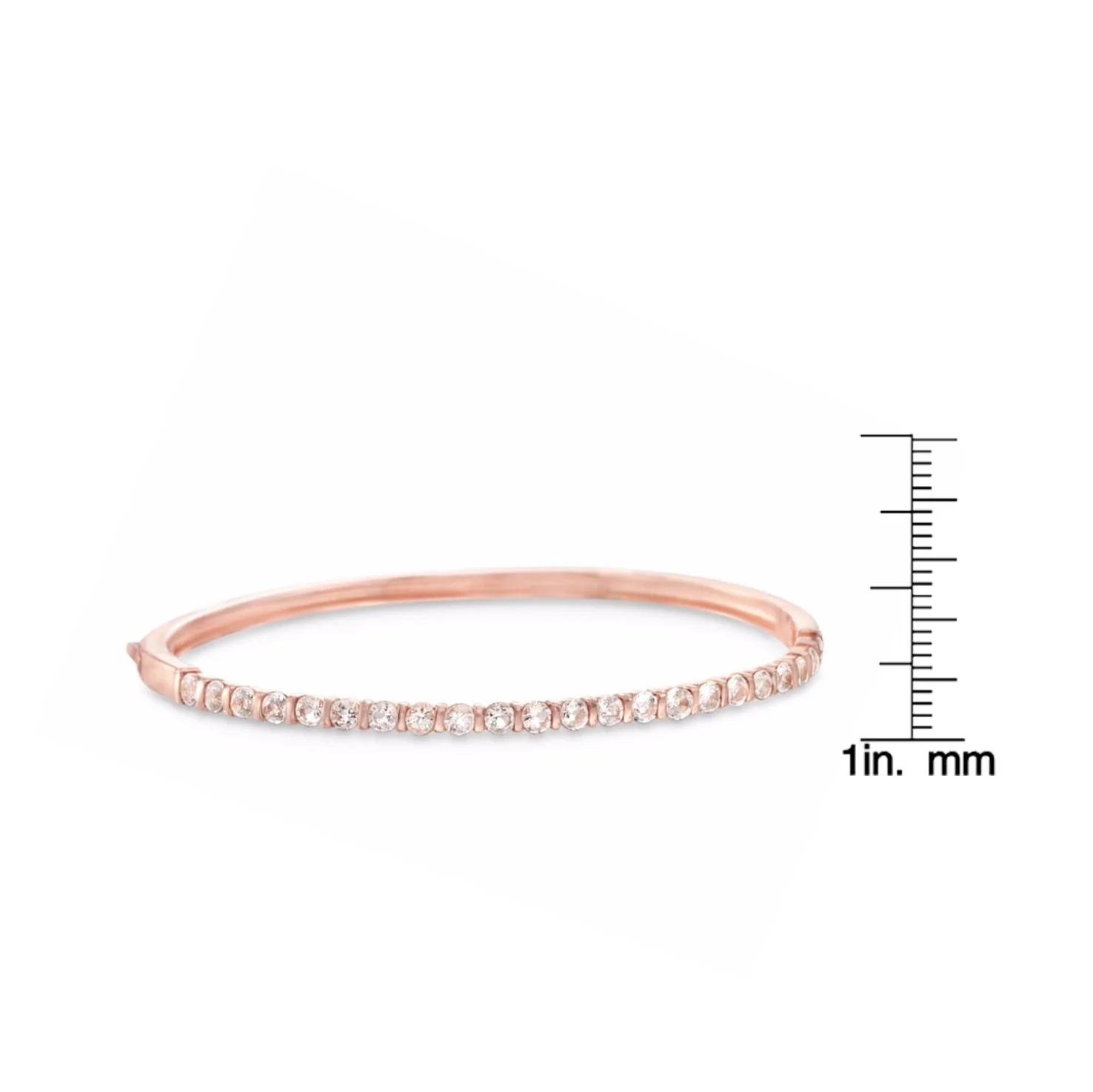 Pinctore Sterling Silver 3mm Round Gemstone Hinged Bangle Bracelet - Image 5
