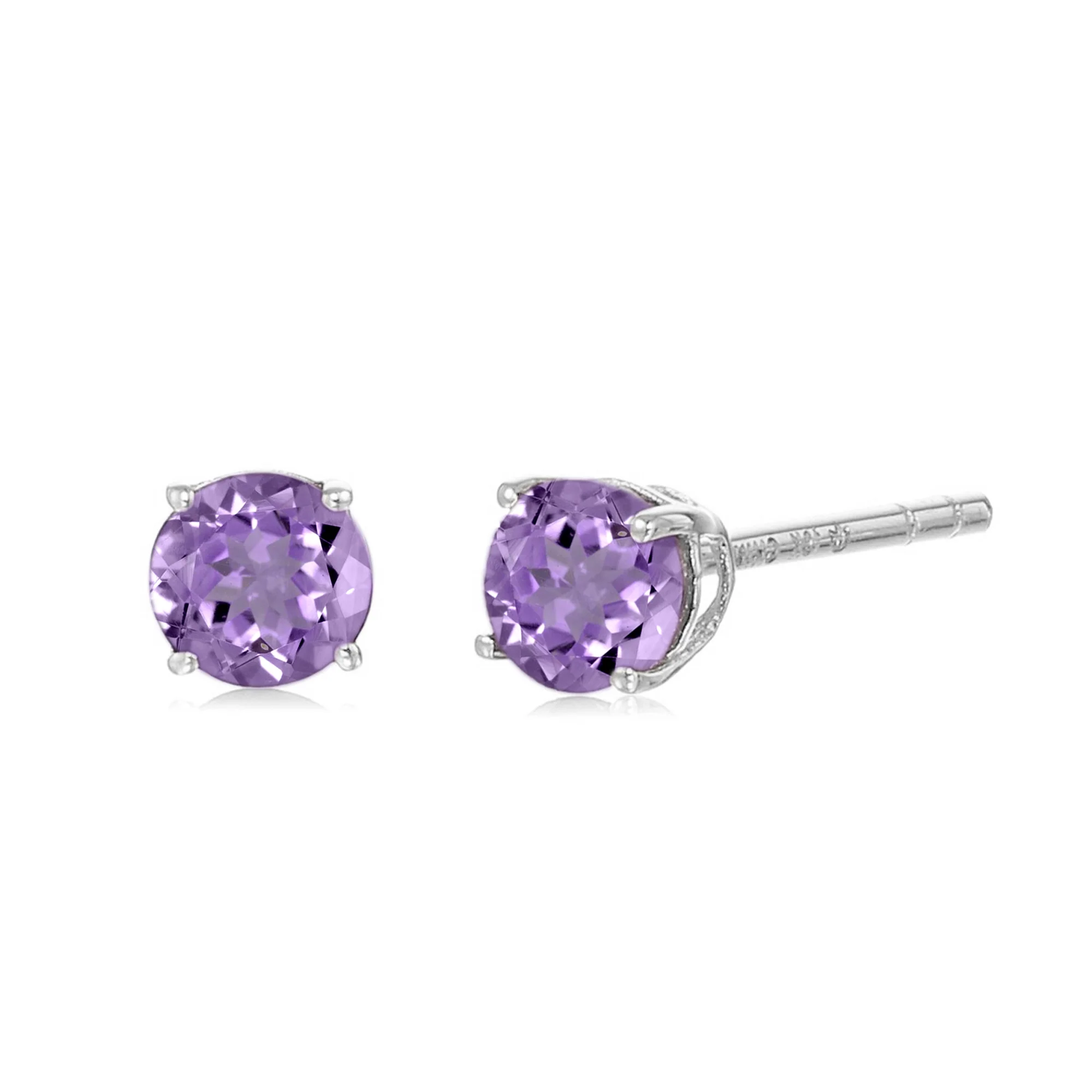 Pinctore Sterling Silver 4mm Round Gemstone Stud Earrings - Image 11