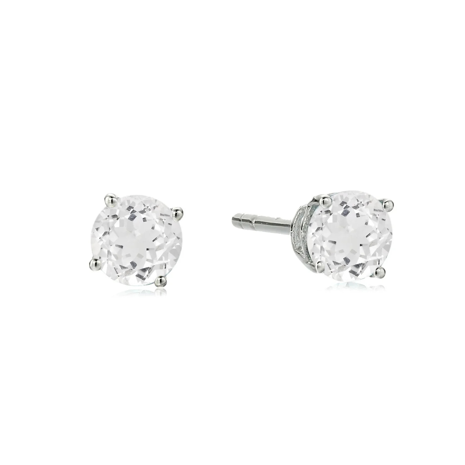 Pinctore Sterling Silver 4mm Round Gemstone Stud Earrings - Image 3