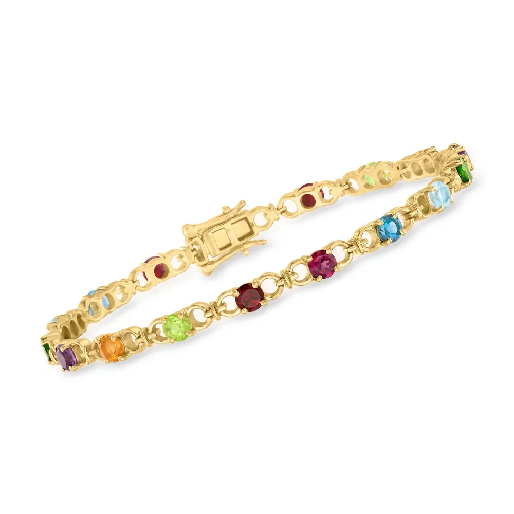 Pinctore Sterling Silver 4mm Round Gemstone Tennis Bracelet - Image 2