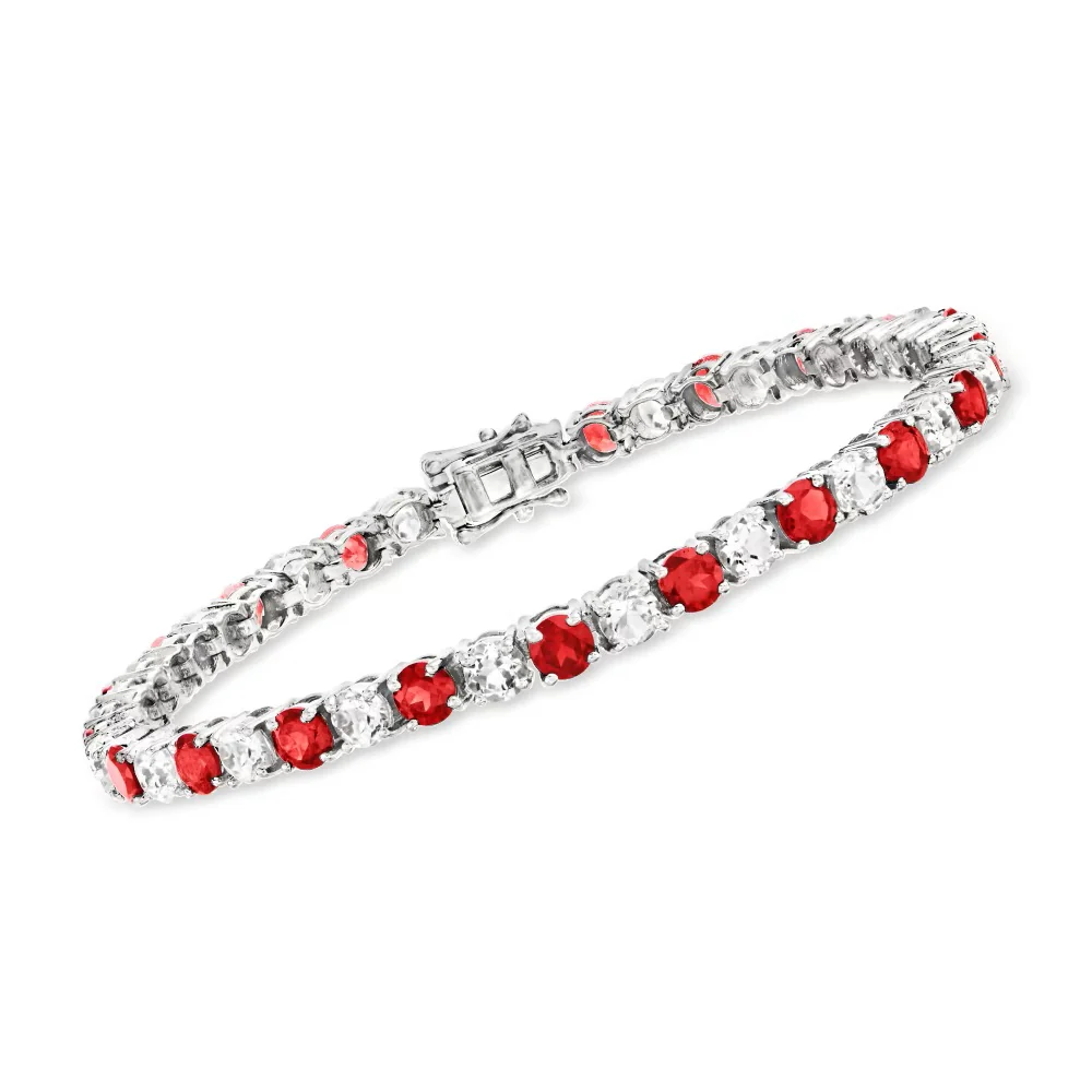 Pinctore Sterling Silver 4mm Round Gemstone Tennis Bracelet - Image 3