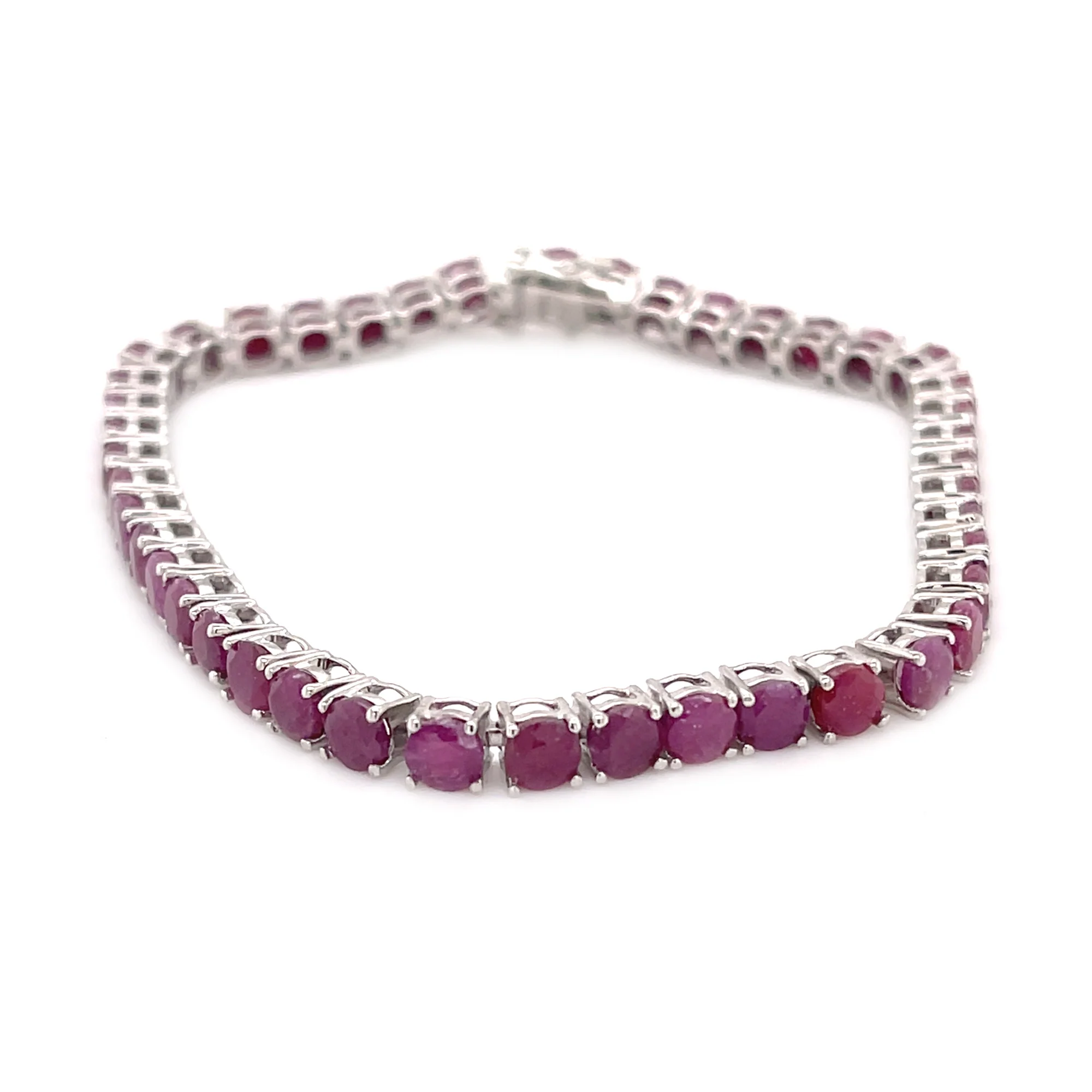 Pinctore Sterling Silver 4mm Round Gemstone Tennis Bracelet - Image 6