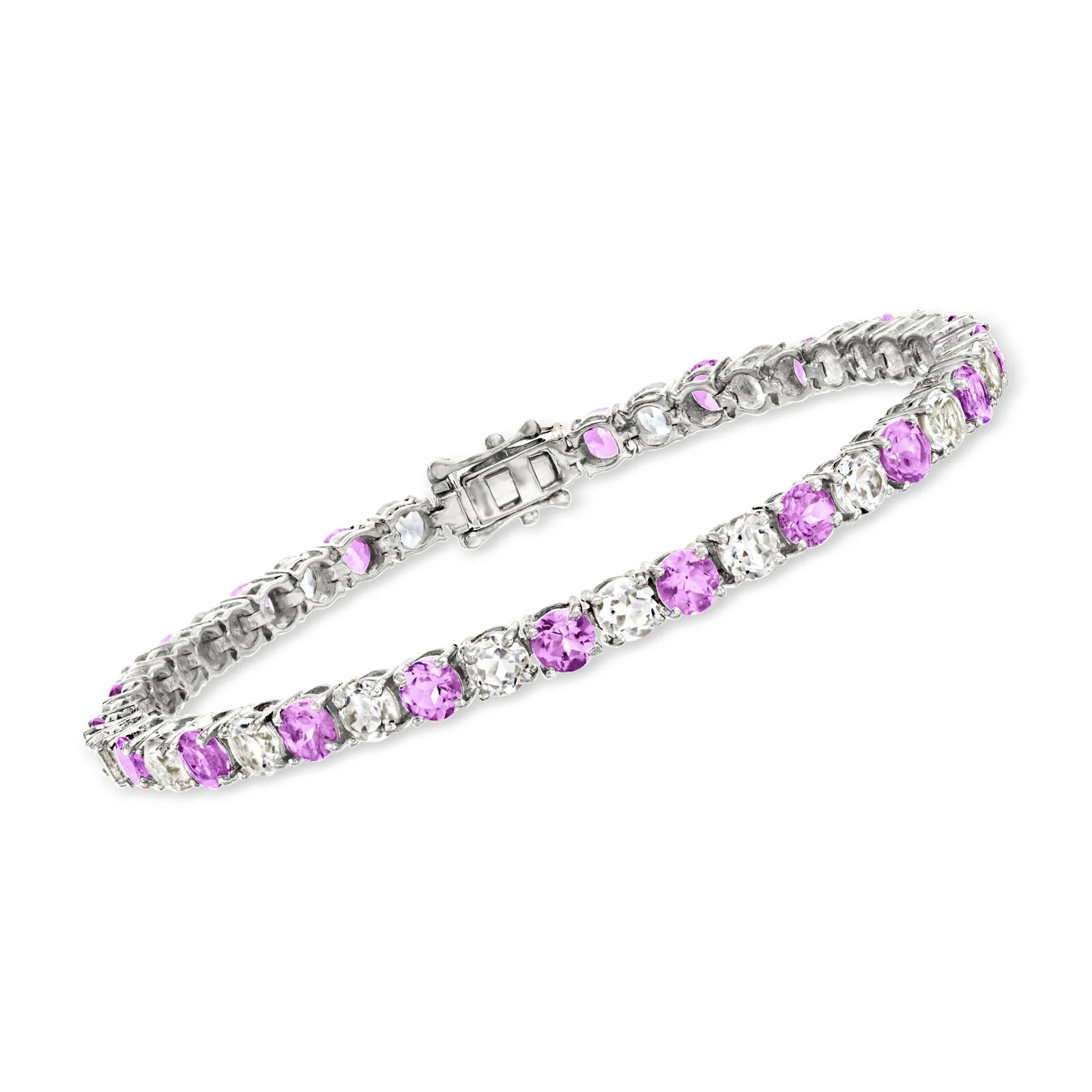 Pinctore Sterling Silver 4mm Round Gemstone Tennis Bracelet - Image 9