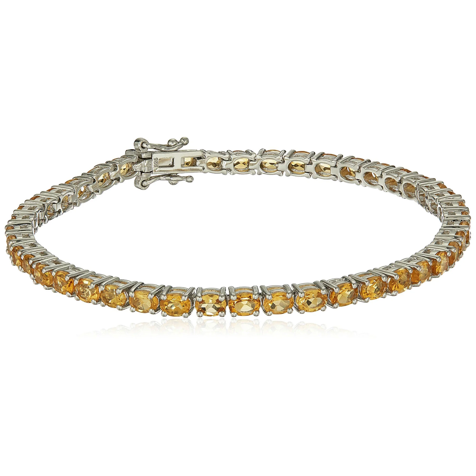 Pinctore Sterling Silver 4x3mm Oval Gemstone Tennis Bracelet - Image 2