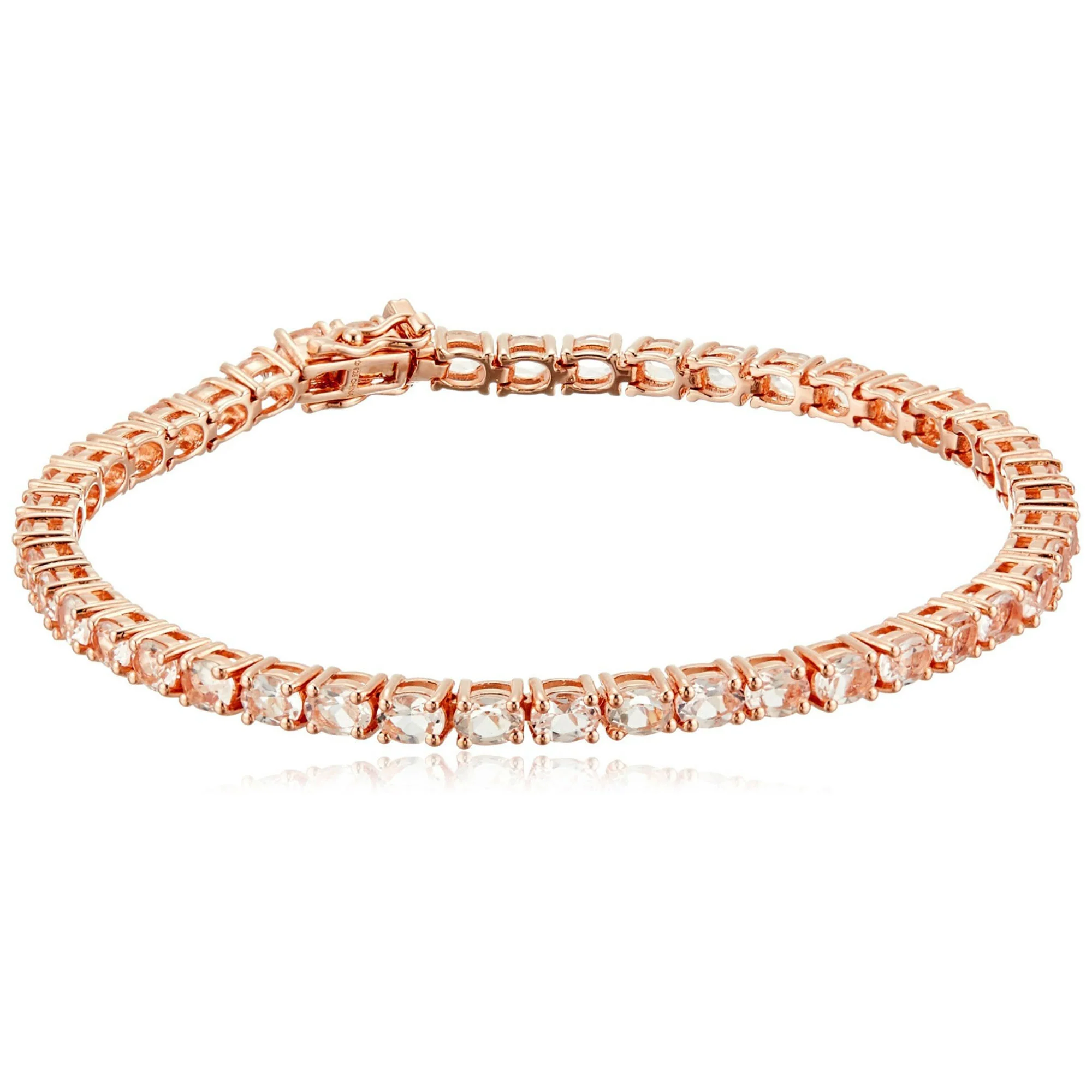 Pinctore Sterling Silver 4x3mm Oval Gemstone Tennis Bracelet - Image 5