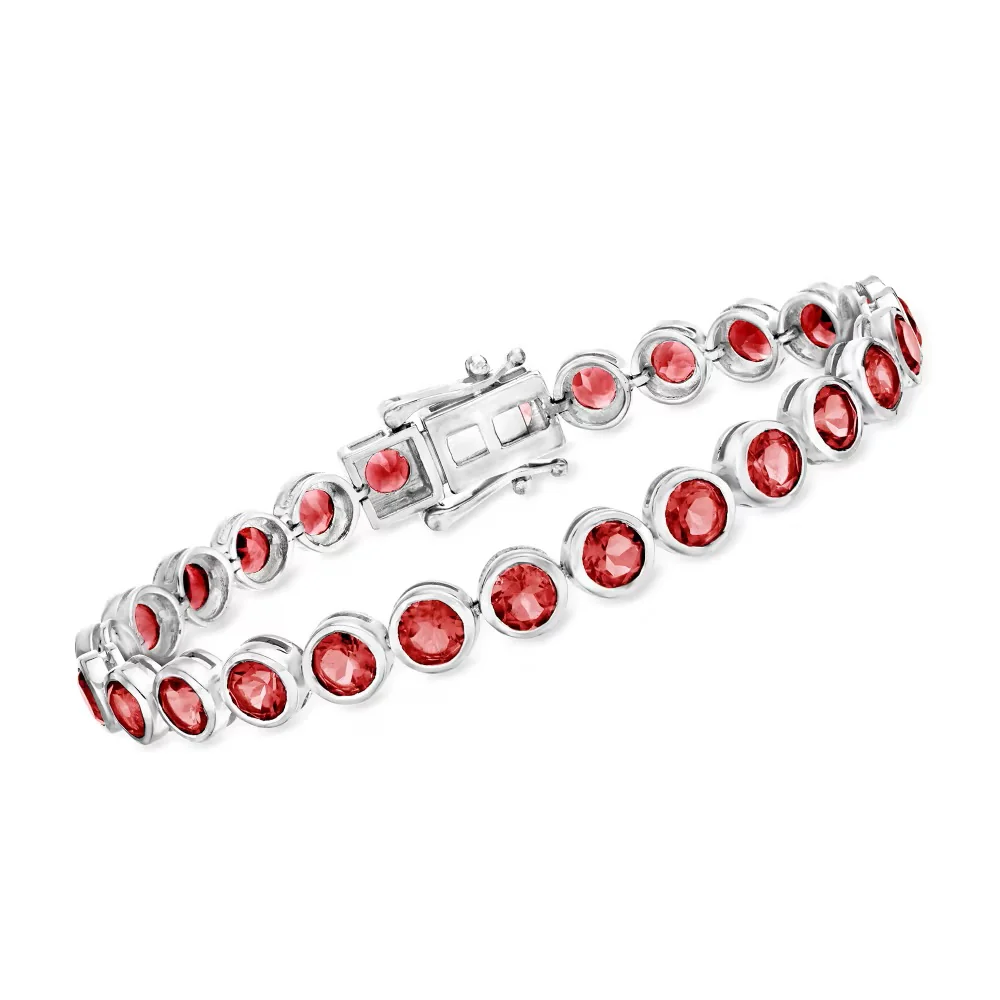 Pinctore Sterling Silver 5mm Gemstone Bezel-Set Line Bracelet - Image 4