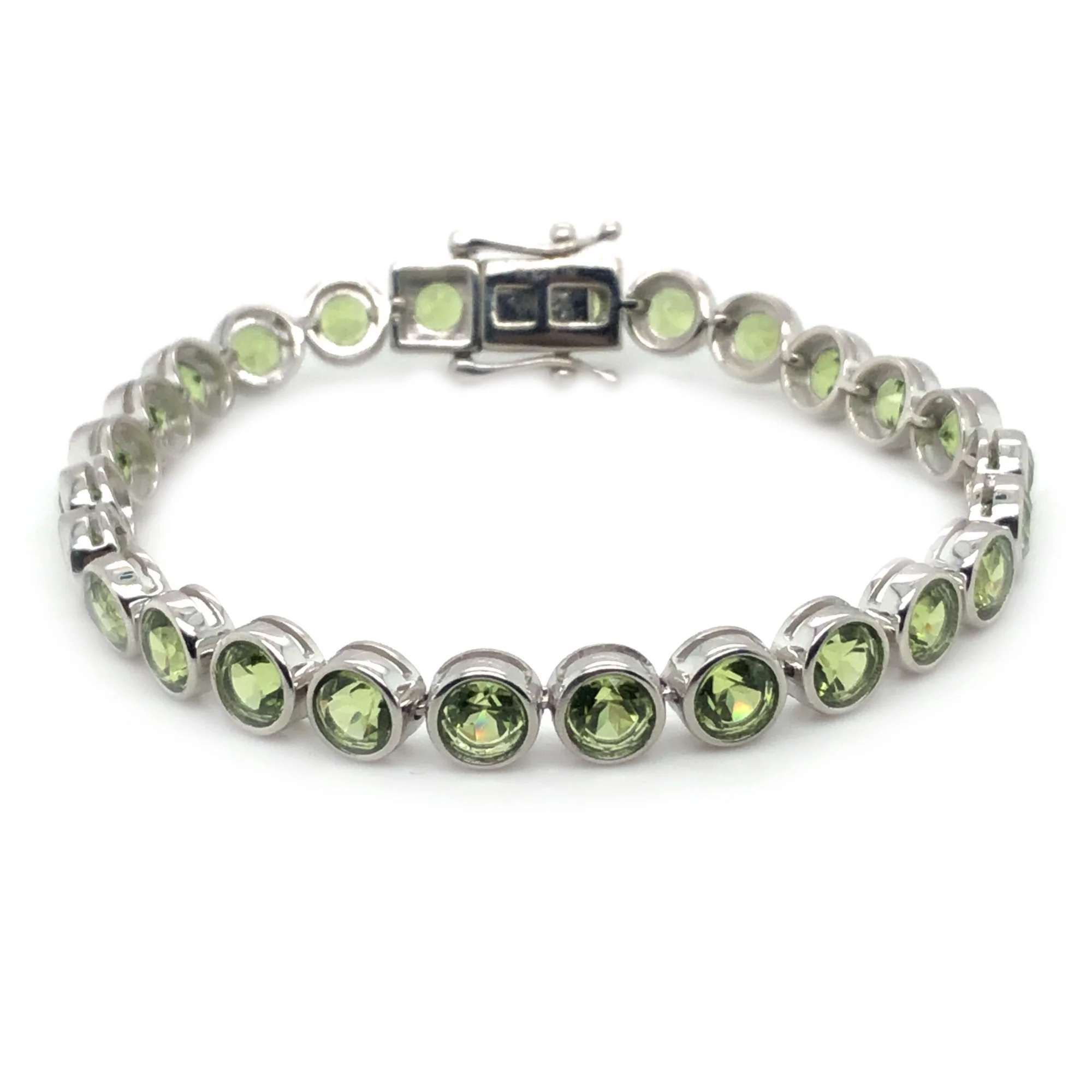 Pinctore Sterling Silver 5mm Gemstone Bezel-Set Line Bracelet - Image 5