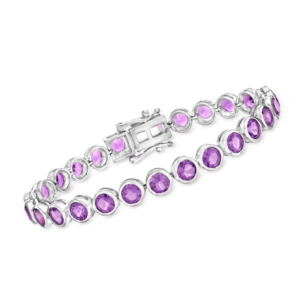 Pinctore Sterling Silver 5mm Gemstone Bezel-Set Line Bracelet - Image 7