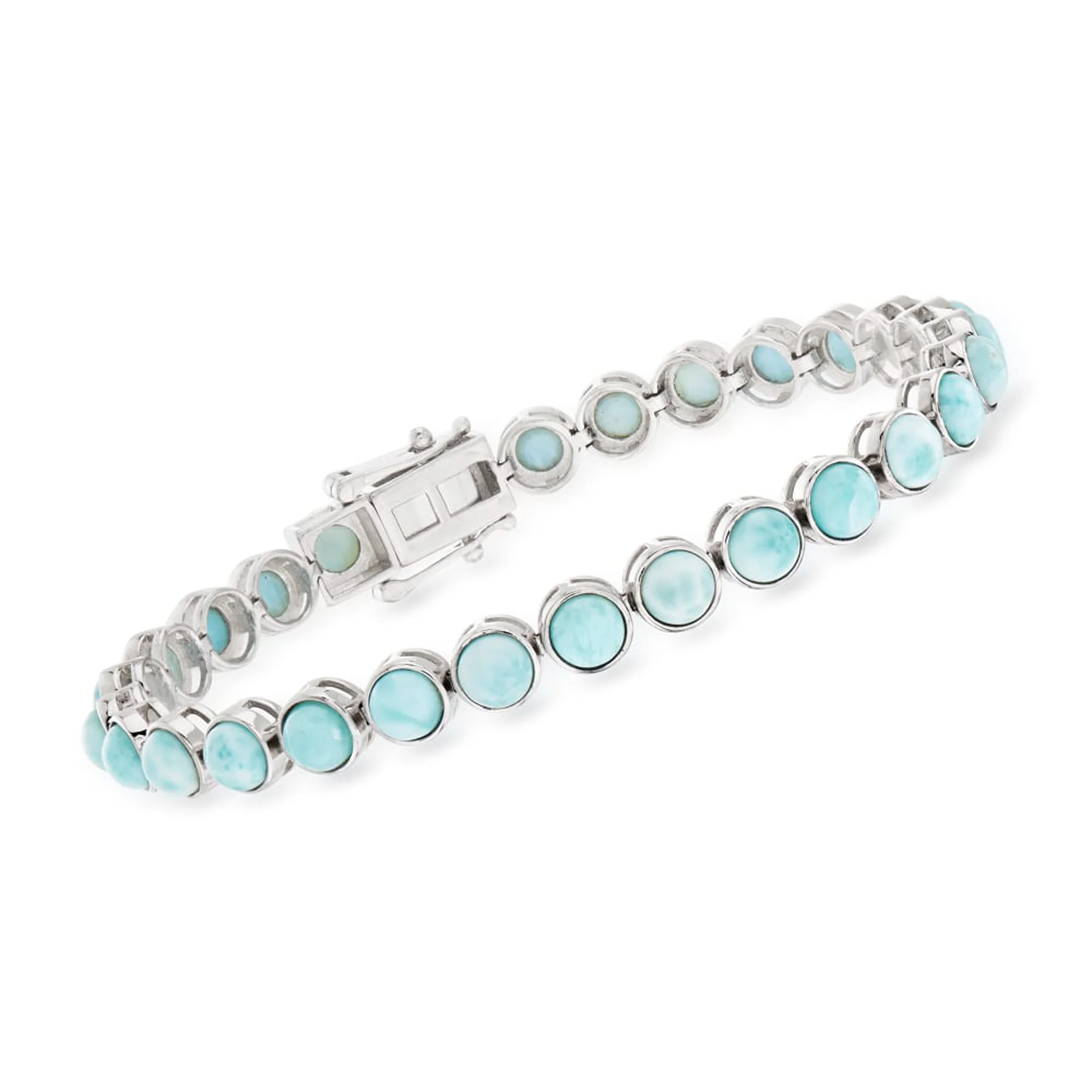 Pinctore Sterling Silver 5mm Round Gemstone Bezel-Set Tennis Bracelet - Image 2