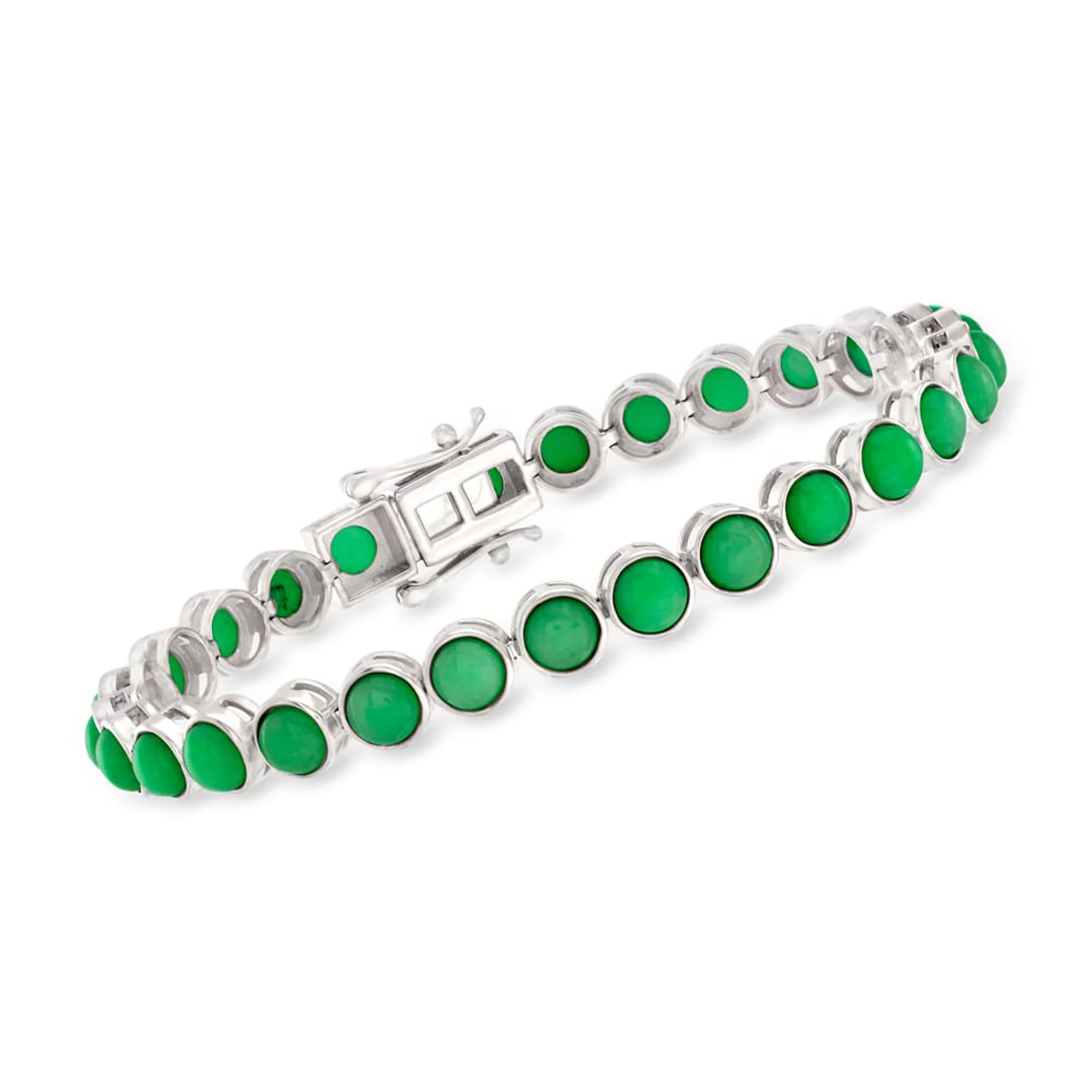 Pinctore Sterling Silver 5mm Round Gemstone Bezel-Set Tennis Bracelet - Image 3