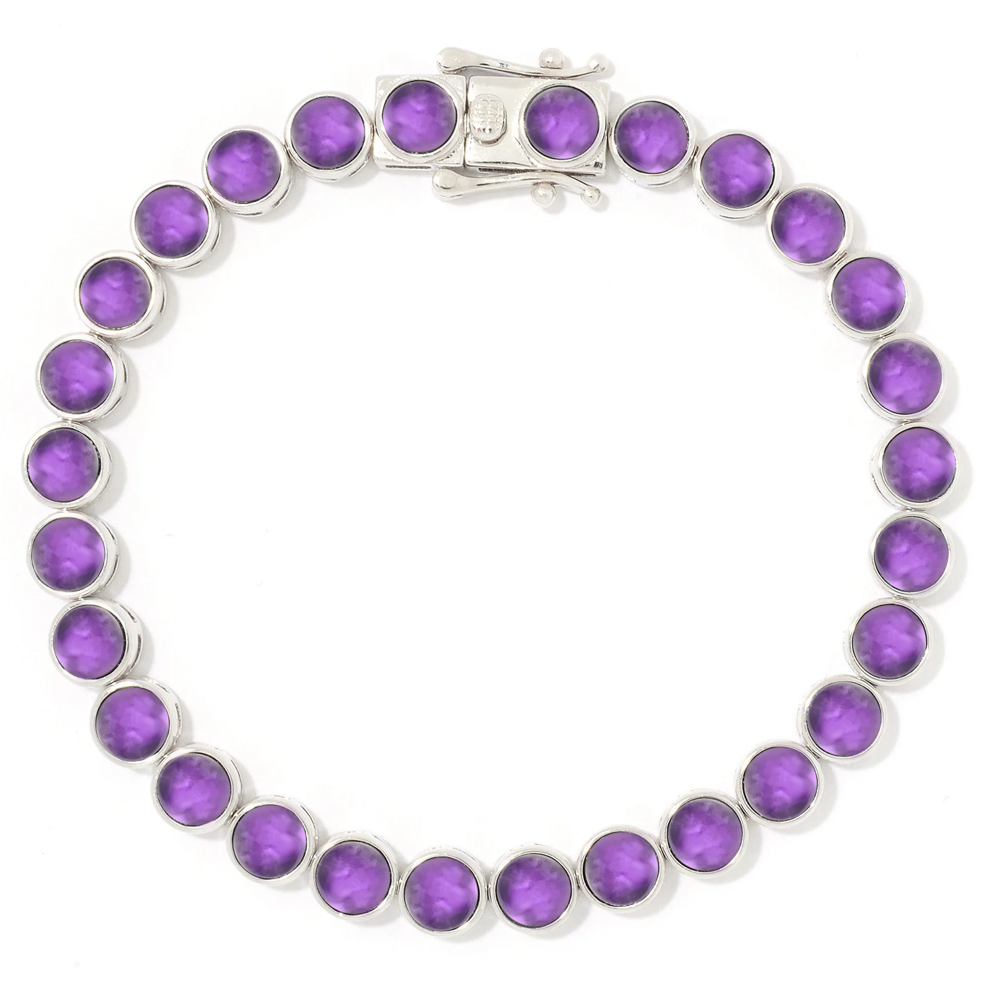 Pinctore Sterling Silver 5mm Round Gemstone Bezel-Set Tennis Bracelet - Image 5