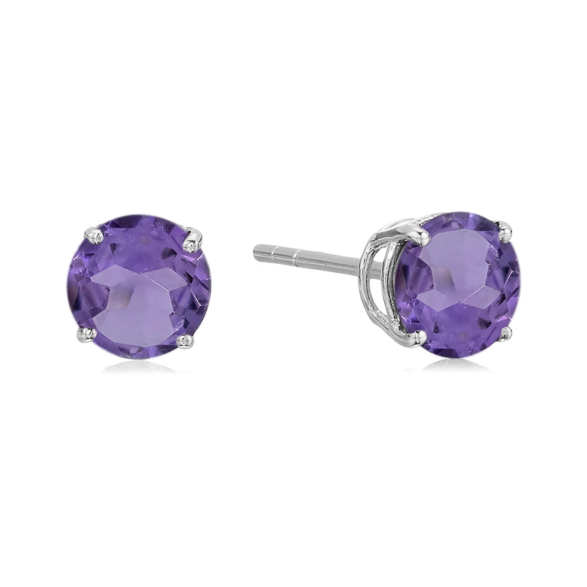 Pinctore Sterling Silver 6mm Round Gemstone Stud Earrings - Image 10