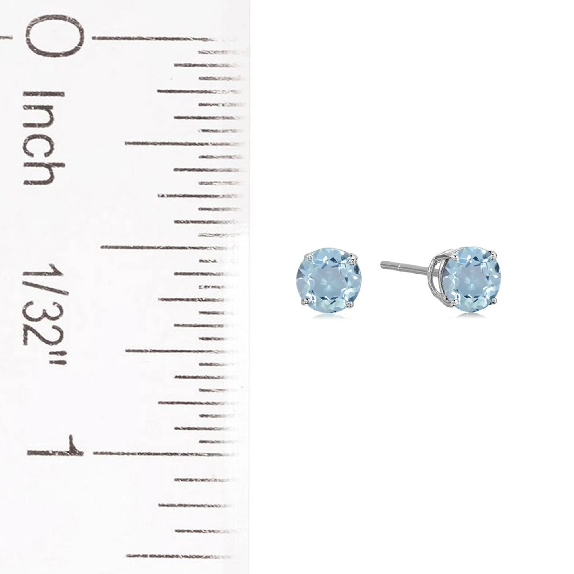 Pinctore Sterling Silver 6mm Round Gemstone Stud Earrings - Image 11