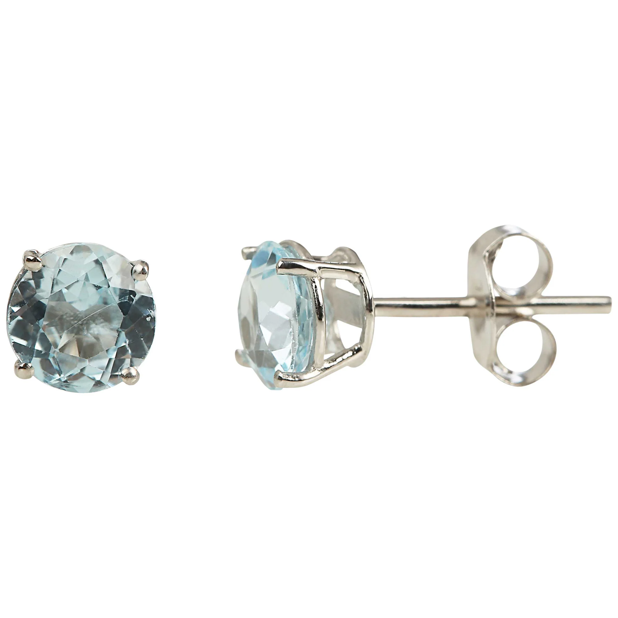Pinctore Sterling Silver 6mm Round Gemstone Stud Earrings - Image 3
