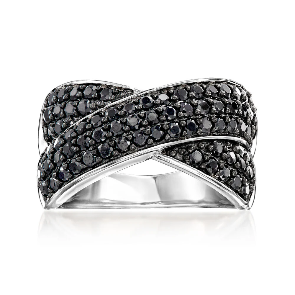 Pinctore Sterling Silver Pave Gemstone Crossover Ring - Image 2