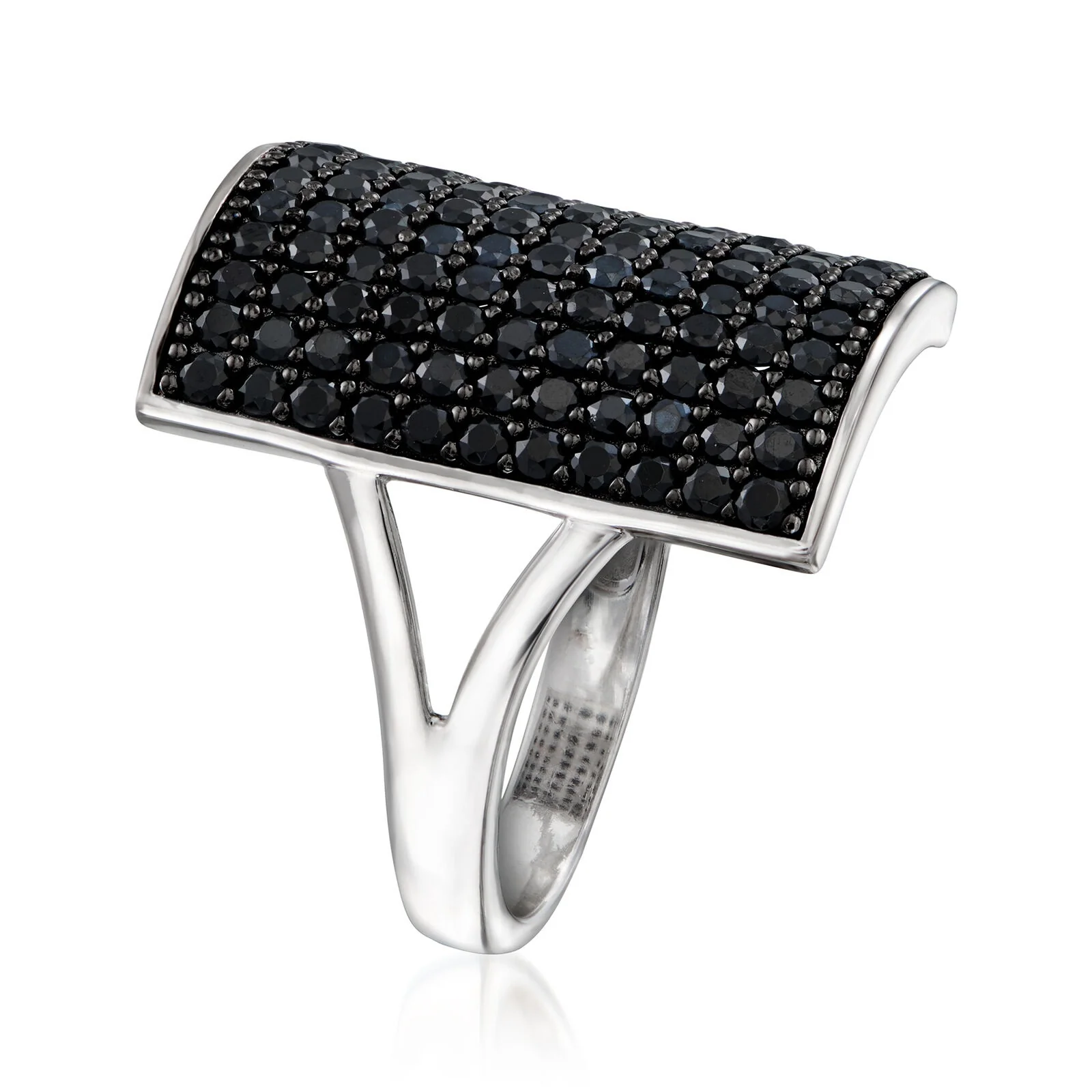 Pinctore Sterling Silver Pave Gemstone Rectangular Shield Ring - Image 3