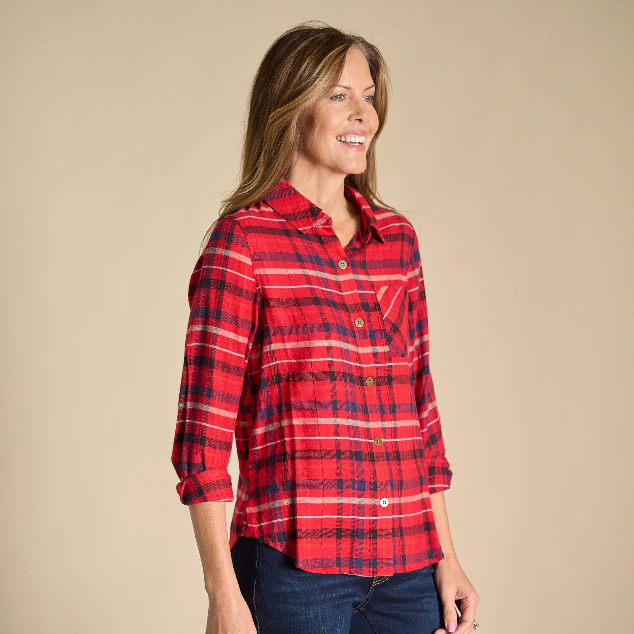 Christopher & Banks Plaid Button Front Long Sleeve Shirt - Image 4