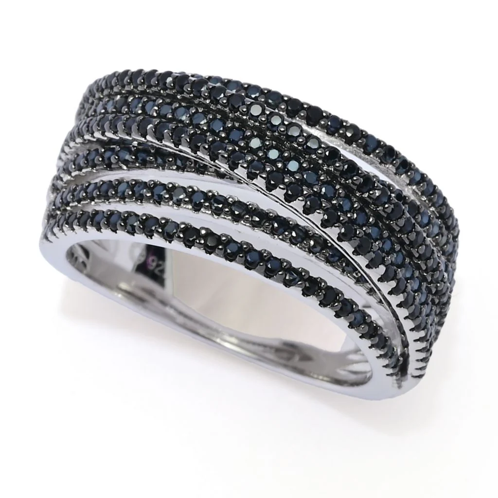 Platinum Plated Choice of Black Spinel or Zircon Highway Ring - Image 2