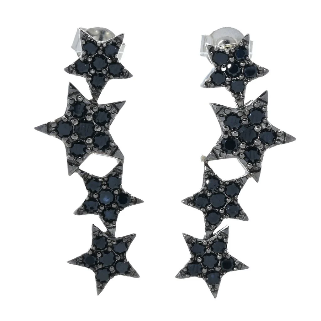 Platinum Plated Choice of Gemstone Shooting Stars Dangle Earrings - Image 2