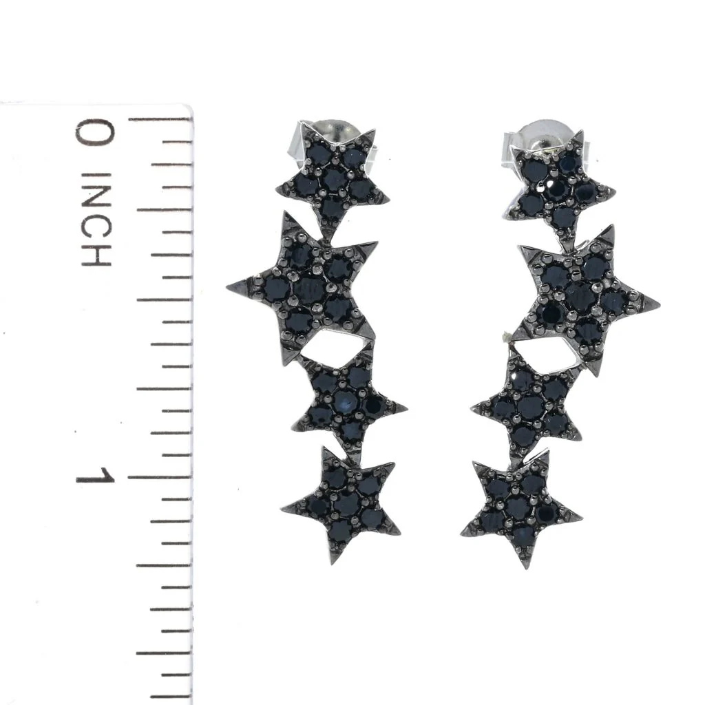 Platinum Plated Choice of Gemstone Shooting Stars Dangle Earrings - Image 3