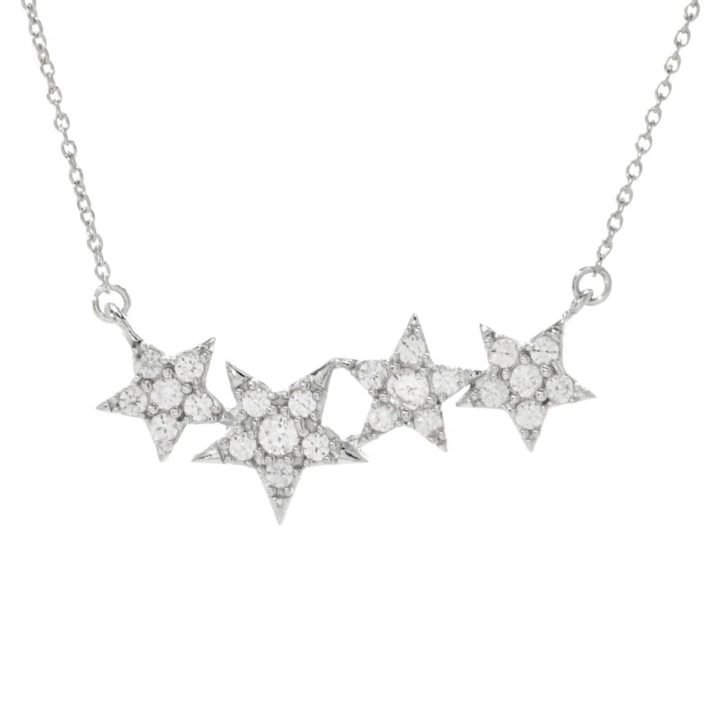Platinum Plated Choice of Gemstone Shooting Stars East-West 18"+2" Necklace - Image 2