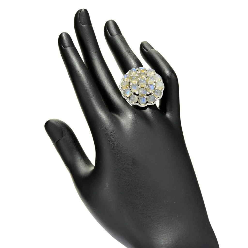 Platinum Plated Choice of Gemstone & White Zircon Bauble Ring - Image 3