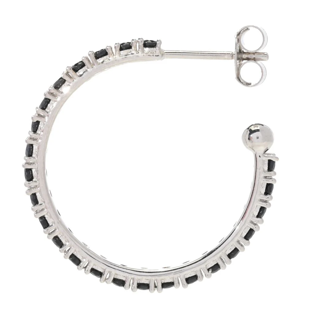 Platinum Plated Polished Choice of Gemstone 1" Hoop Earrings - Image 7