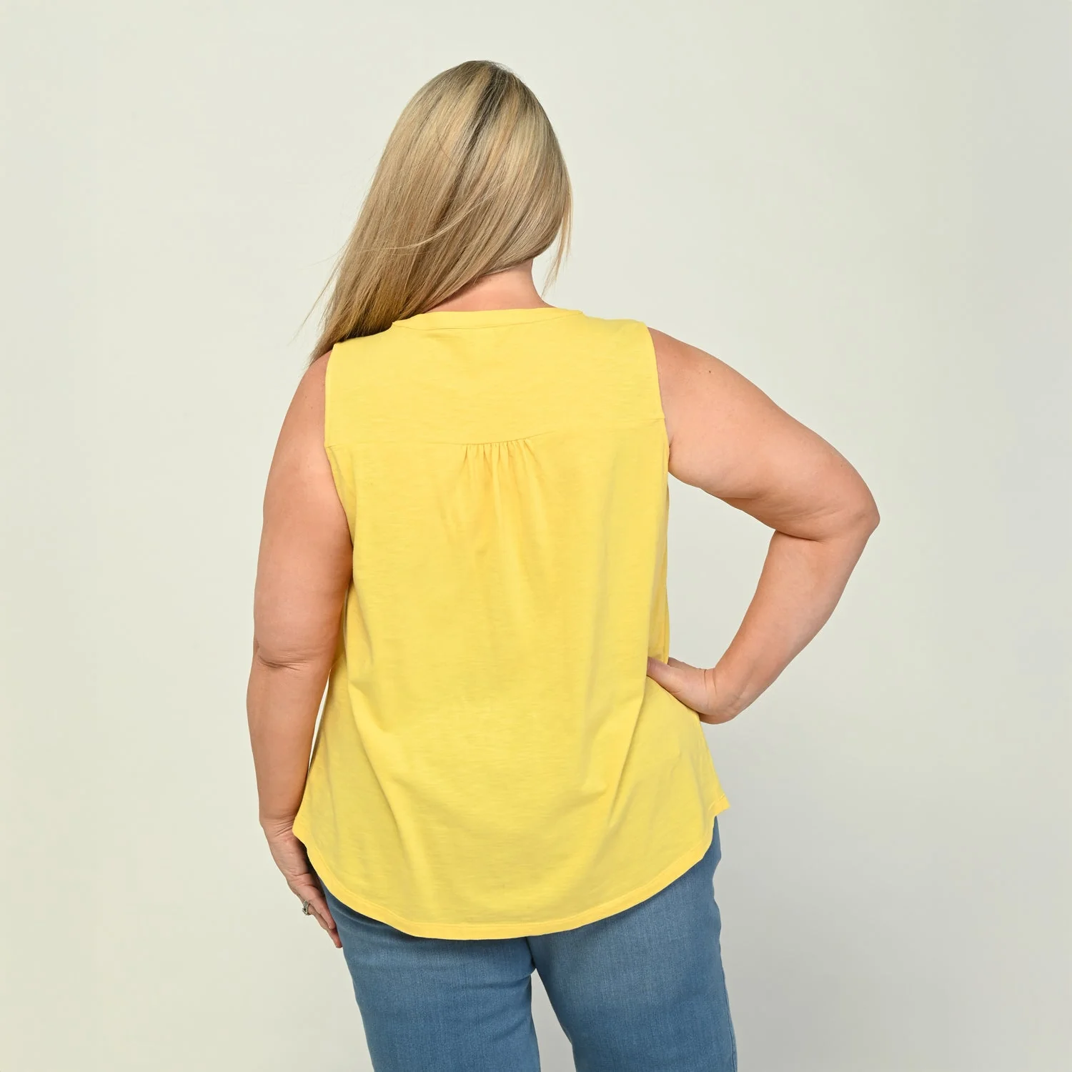 Christopher & Banks Pleated Yoke Y Neck Sleeveless Top - Image 8